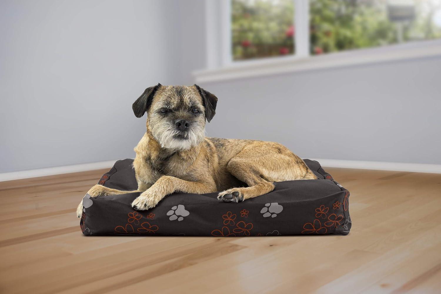 imageFurhaven Pillow Dog Bed for MediumSmall Dogs w Removable Washable Cover Ultra Plush Faux Fur ampamp Suede Mattress Cream MediumGarden Bark Brown