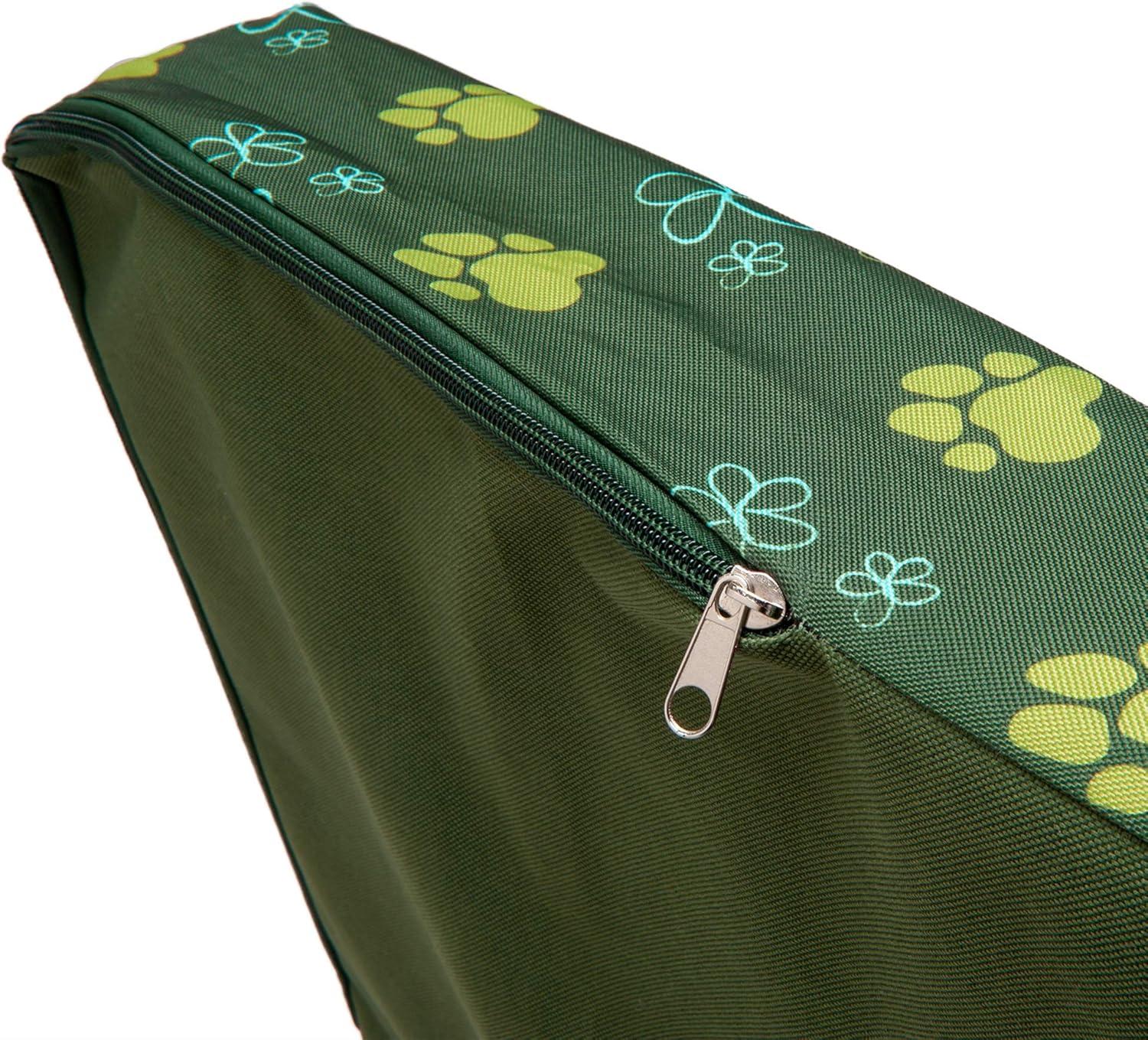 imageFurhaven Pillow Dog Bed for MediumSmall Dogs w Removable Washable Cover Ultra Plush Faux Fur ampamp Suede Mattress Cream MediumGarden Jungle Green