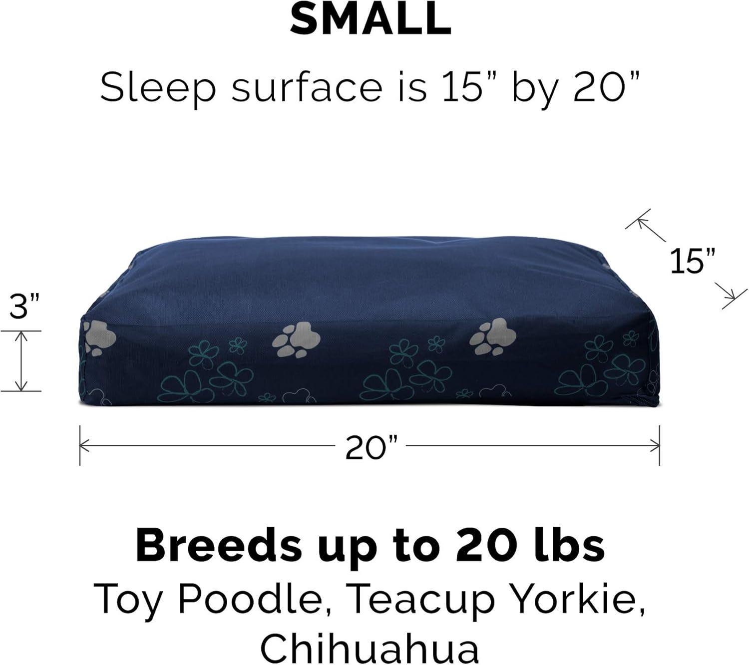 imageFurhaven Pillow Dog Bed for MediumSmall Dogs w Removable Washable Cover Ultra Plush Faux Fur ampamp Suede Mattress Cream MediumGarden Lapis Blue