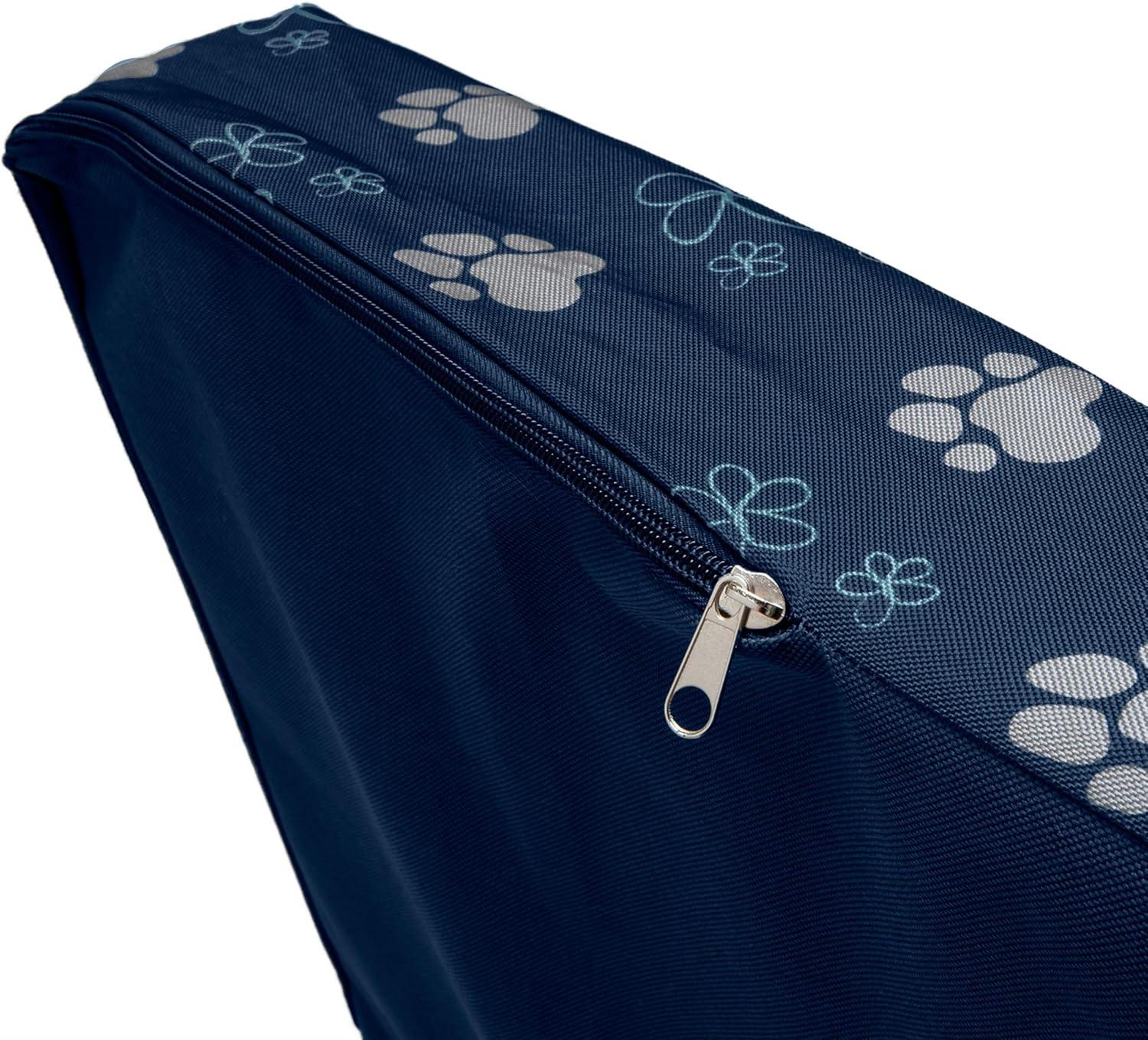 imageFurhaven Pillow Dog Bed for MediumSmall Dogs w Removable Washable Cover Ultra Plush Faux Fur ampamp Suede Mattress Cream MediumGarden Lapis Blue