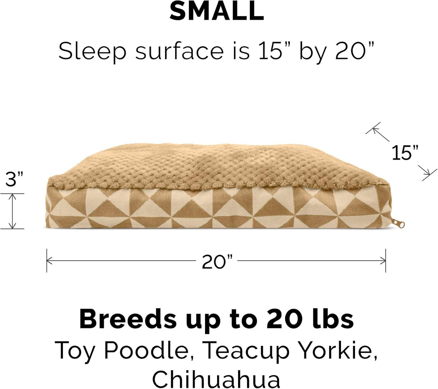 imageFurhaven Pillow Dog Bed for MediumSmall Dogs w Removable Washable Cover Ultra Plush Faux Fur ampamp Suede Mattress Cream MediumKilim Pyramid Latte