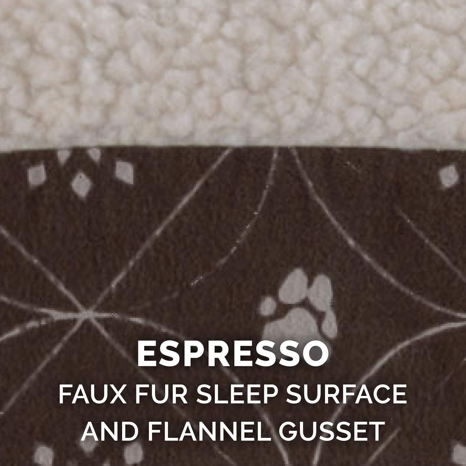 imageFurhaven Pillow Dog Bed for MediumSmall Dogs w Removable Washable Cover Ultra Plush Faux Fur ampamp Suede Mattress Cream MediumPaw Print Dark Espresso