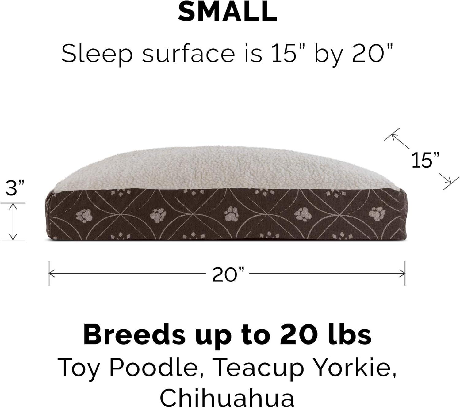 imageFurhaven Pillow Dog Bed for MediumSmall Dogs w Removable Washable Cover Ultra Plush Faux Fur ampamp Suede Mattress Cream MediumPaw Print Dark Espresso