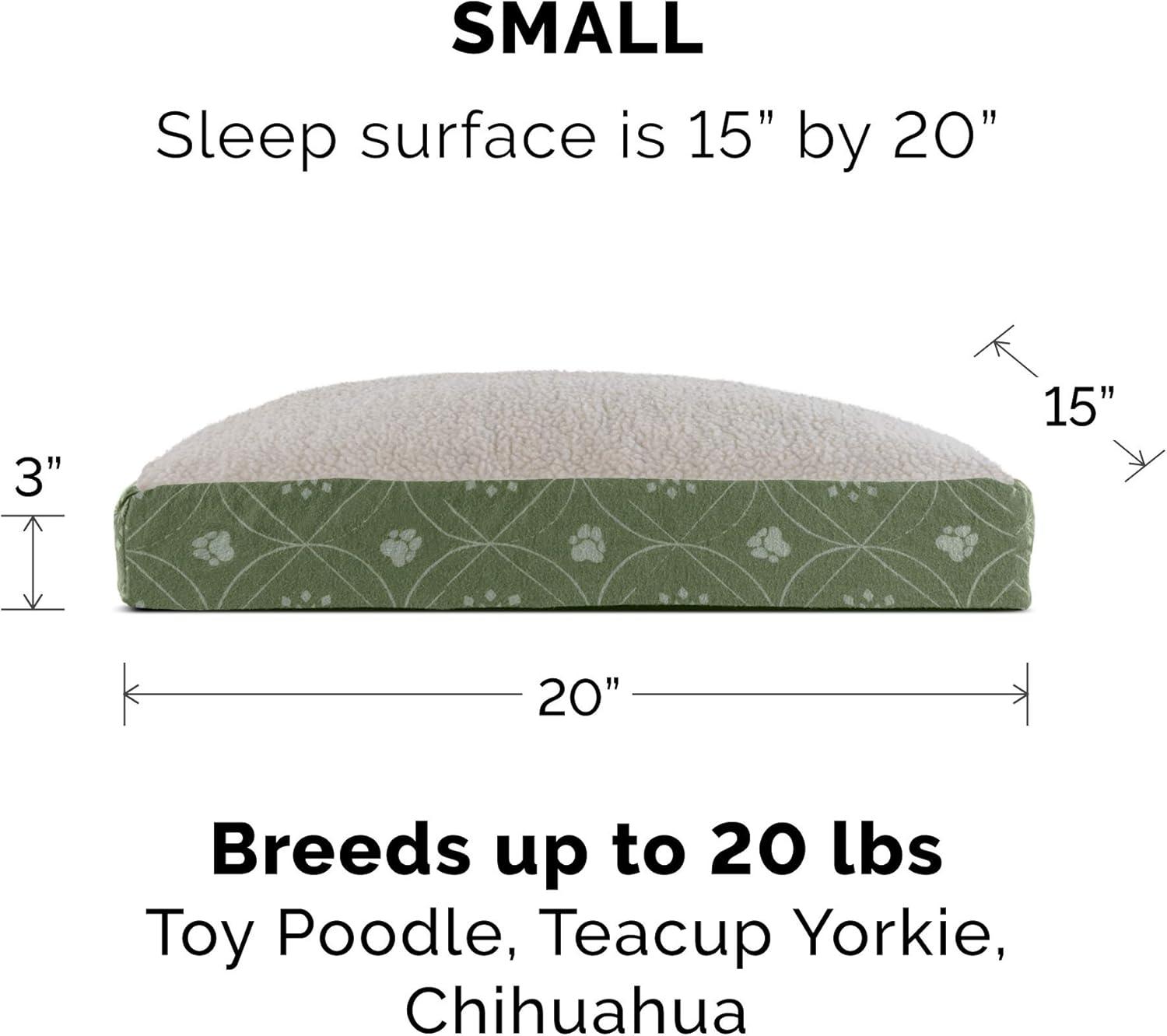 imageFurhaven Pillow Dog Bed for MediumSmall Dogs w Removable Washable Cover Ultra Plush Faux Fur ampamp Suede Mattress Cream MediumPaw Print Jade Green