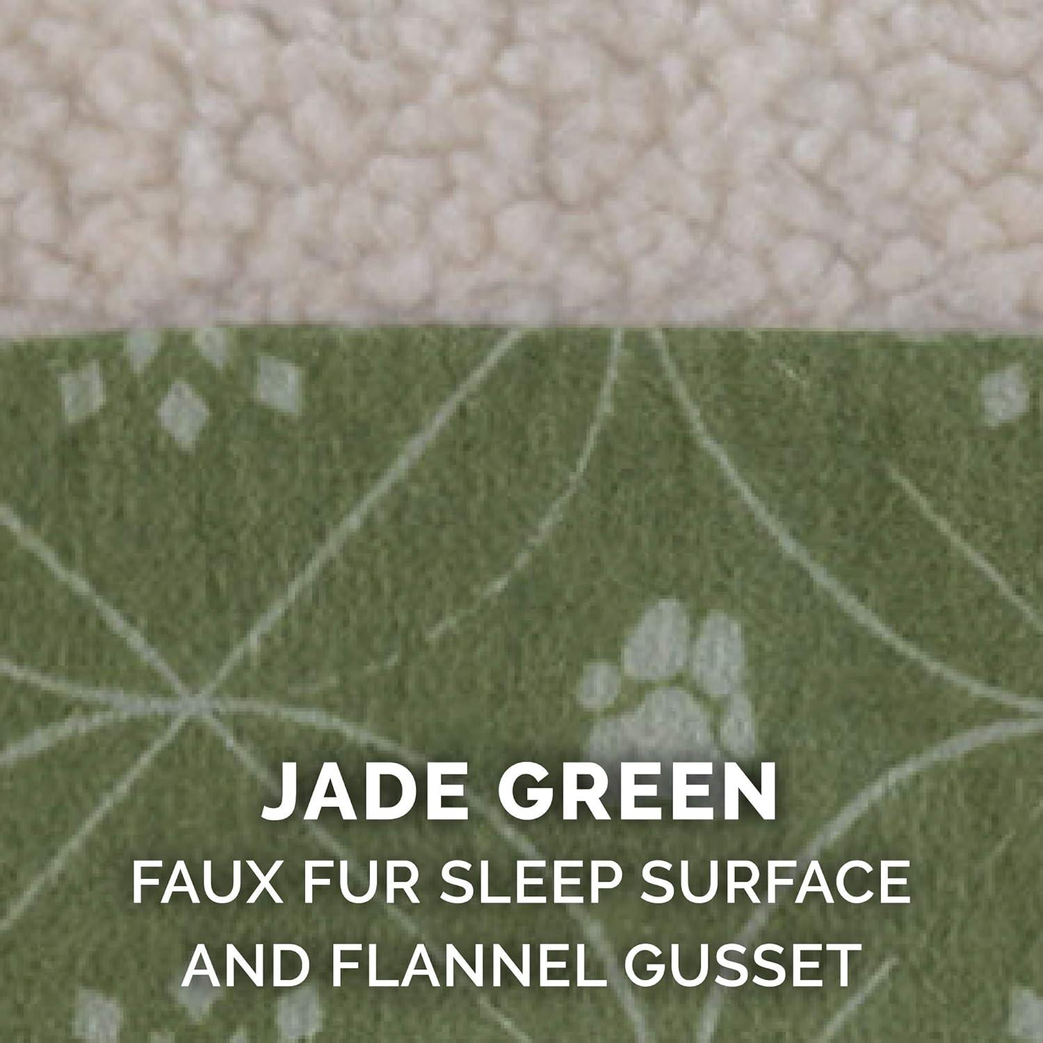 imageFurhaven Pillow Dog Bed for MediumSmall Dogs w Removable Washable Cover Ultra Plush Faux Fur ampamp Suede Mattress Cream MediumPaw Print Jade Green