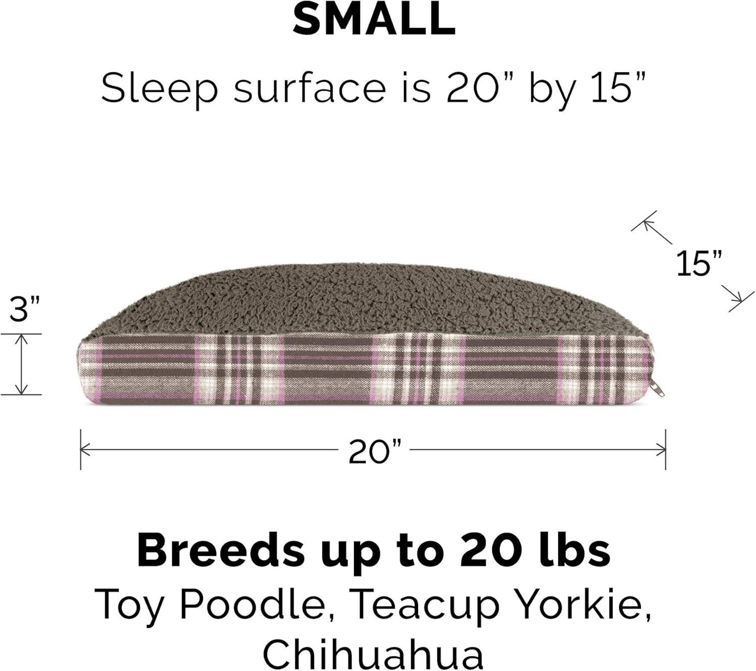 imageFurhaven Pillow Dog Bed for MediumSmall Dogs w Removable Washable Cover Ultra Plush Faux Fur ampamp Suede Mattress Cream MediumPlaid Java Brown