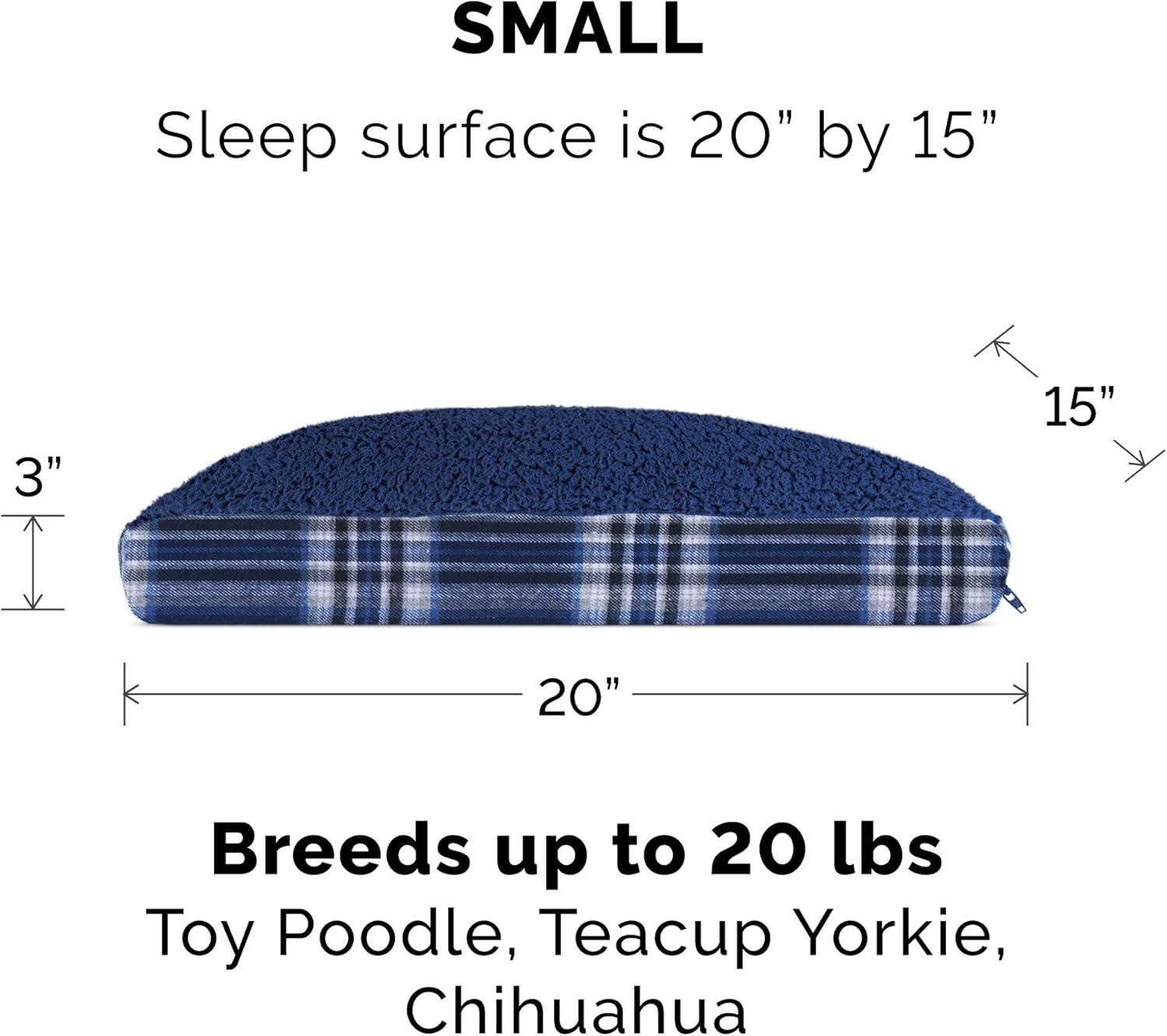 imageFurhaven Pillow Dog Bed for MediumSmall Dogs w Removable Washable Cover Ultra Plush Faux Fur ampamp Suede Mattress Cream MediumPlaid Midnight Blue