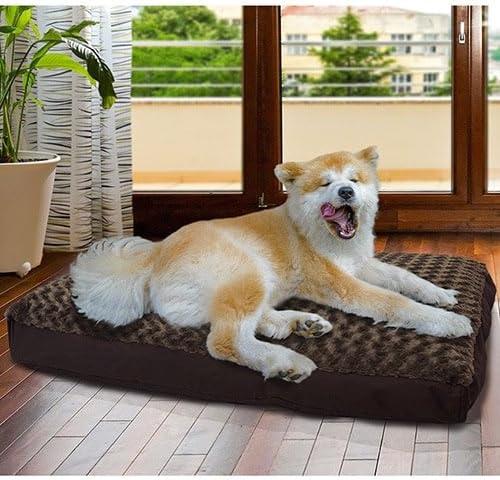 imageFurhaven Pillow Dog Bed for MediumSmall Dogs w Removable Washable Cover Ultra Plush Faux Fur ampamp Suede Mattress Cream MediumPlush Chocolate
