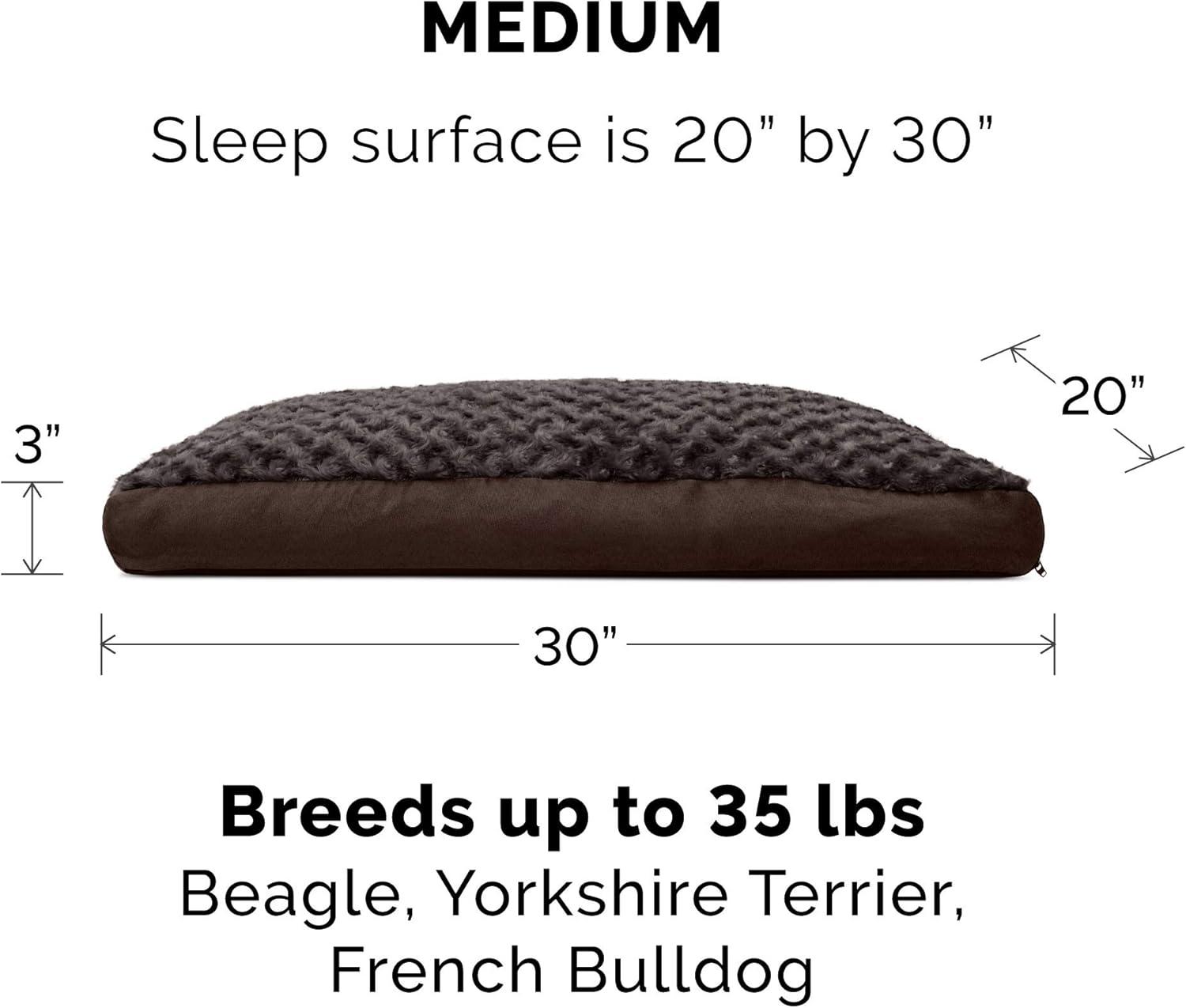 imageFurhaven Pillow Dog Bed for MediumSmall Dogs w Removable Washable Cover Ultra Plush Faux Fur ampamp Suede Mattress Cream MediumPlush Chocolate
