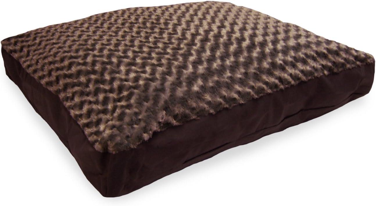 imageFurhaven Pillow Dog Bed for MediumSmall Dogs w Removable Washable Cover Ultra Plush Faux Fur ampamp Suede Mattress Cream MediumPlush Chocolate