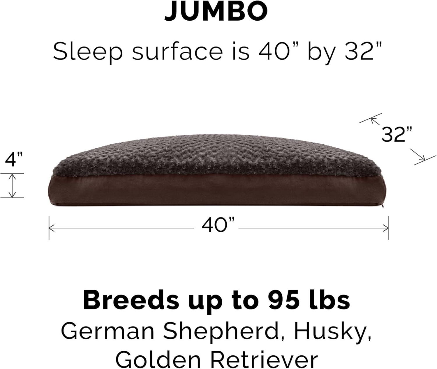 imageFurhaven Pillow Dog Bed for MediumSmall Dogs w Removable Washable Cover Ultra Plush Faux Fur ampamp Suede Mattress Cream MediumPlush Chocolate