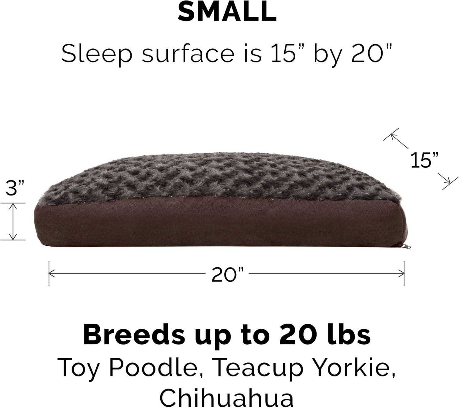 imageFurhaven Pillow Dog Bed for MediumSmall Dogs w Removable Washable Cover Ultra Plush Faux Fur ampamp Suede Mattress Cream MediumPlush Chocolate