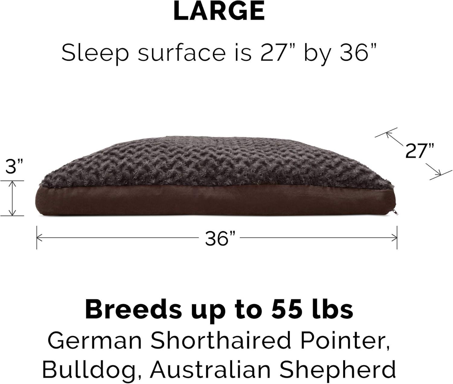 imageFurhaven Pillow Dog Bed for MediumSmall Dogs w Removable Washable Cover Ultra Plush Faux Fur ampamp Suede Mattress Cream MediumPlush Chocolate