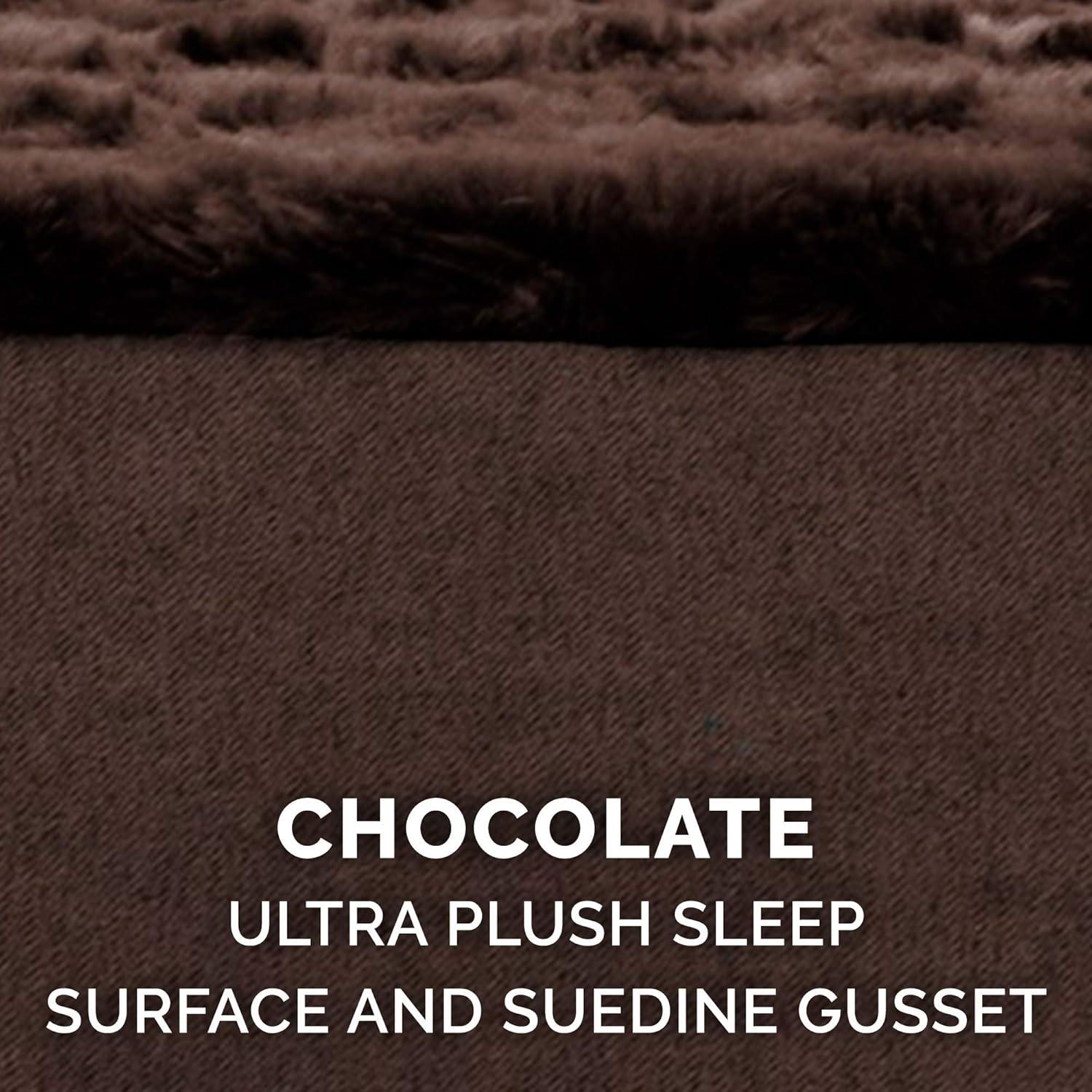 imageFurhaven Pillow Dog Bed for MediumSmall Dogs w Removable Washable Cover Ultra Plush Faux Fur ampamp Suede Mattress Cream MediumPlush Chocolate