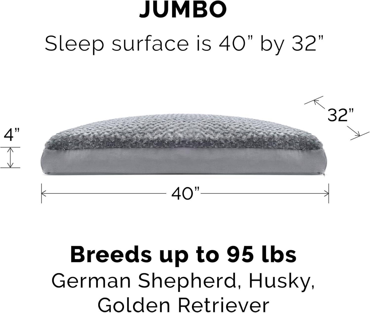 imageFurhaven Pillow Dog Bed for MediumSmall Dogs w Removable Washable Cover Ultra Plush Faux Fur ampamp Suede Mattress Cream MediumPlush Gray