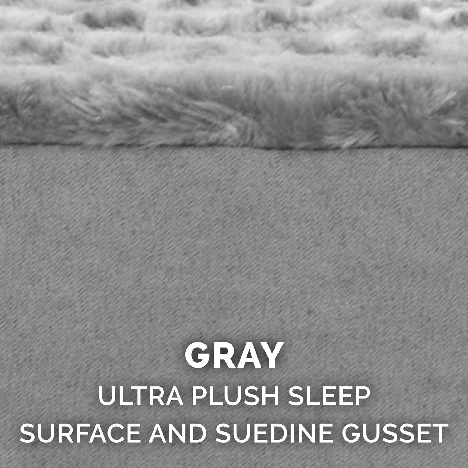 imageFurhaven Pillow Dog Bed for MediumSmall Dogs w Removable Washable Cover Ultra Plush Faux Fur ampamp Suede Mattress Cream MediumPlush Gray
