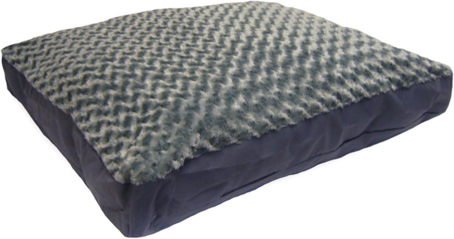 imageFurhaven Pillow Dog Bed for MediumSmall Dogs w Removable Washable Cover Ultra Plush Faux Fur ampamp Suede Mattress Cream MediumPlush Gray