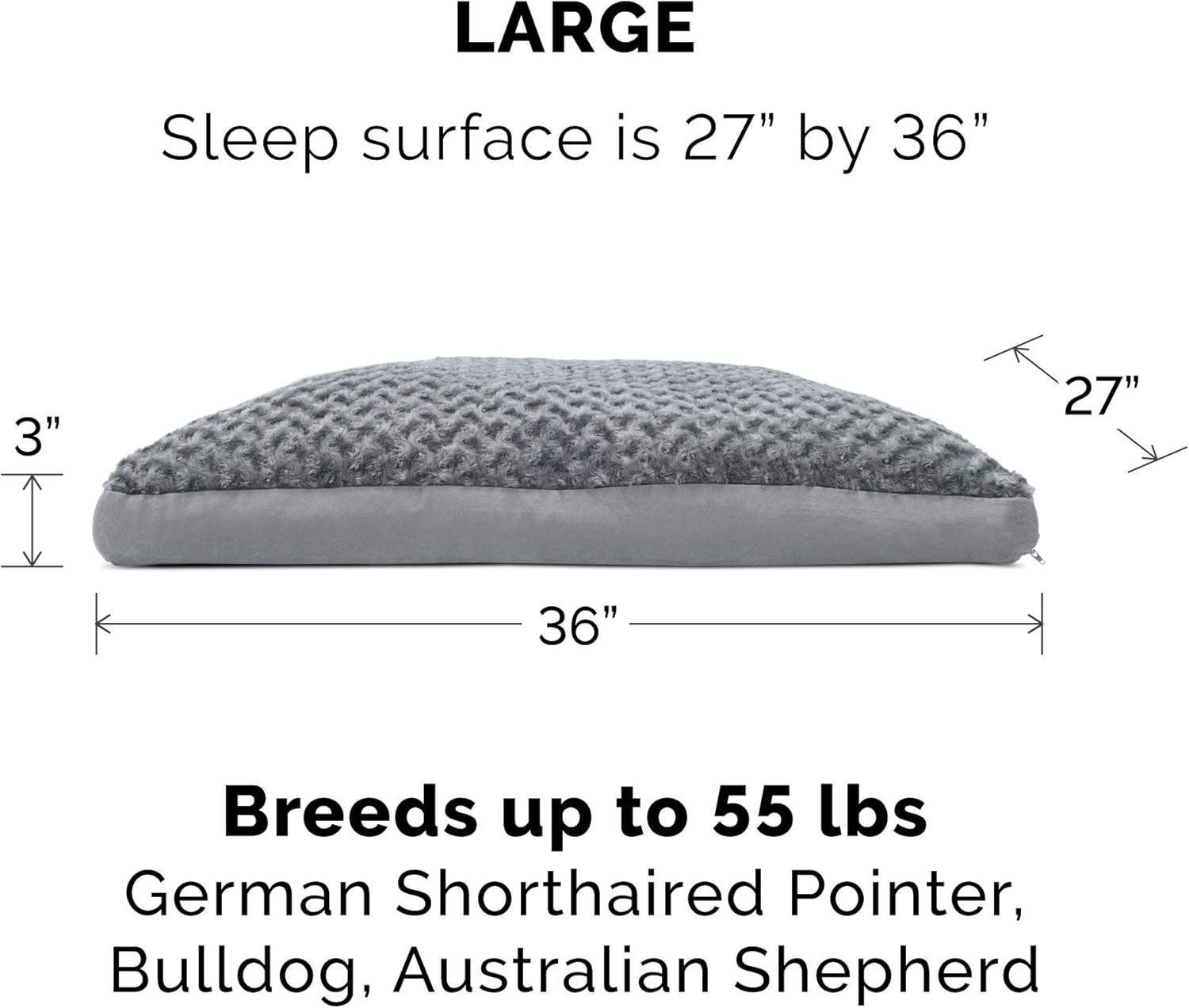 imageFurhaven Pillow Dog Bed for MediumSmall Dogs w Removable Washable Cover Ultra Plush Faux Fur ampamp Suede Mattress Cream MediumPlush Gray