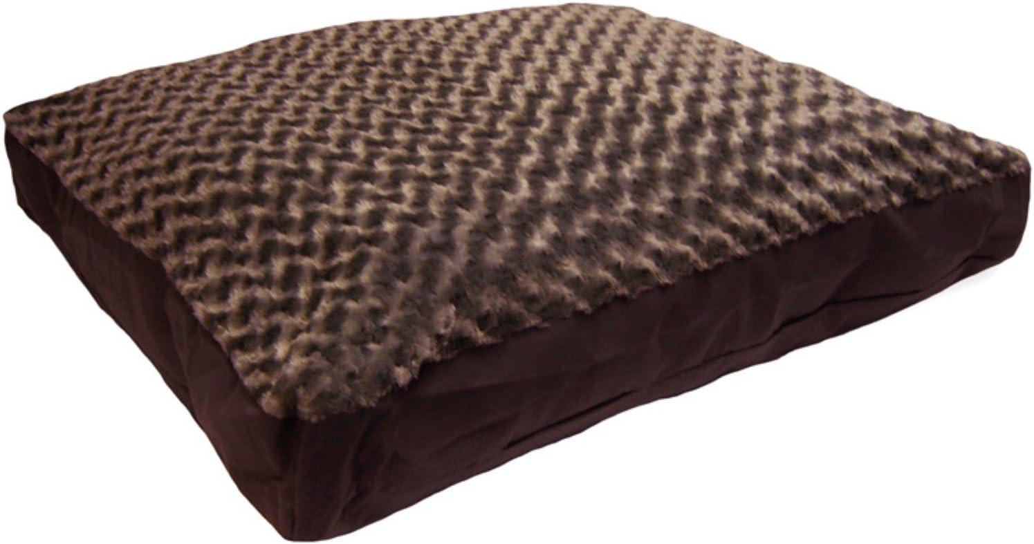 imageFurhaven Pillow Dog Bed for MediumSmall Dogs w Removable Washable Cover Ultra Plush Faux Fur ampamp Suede Mattress Cream MediumPlush Gray