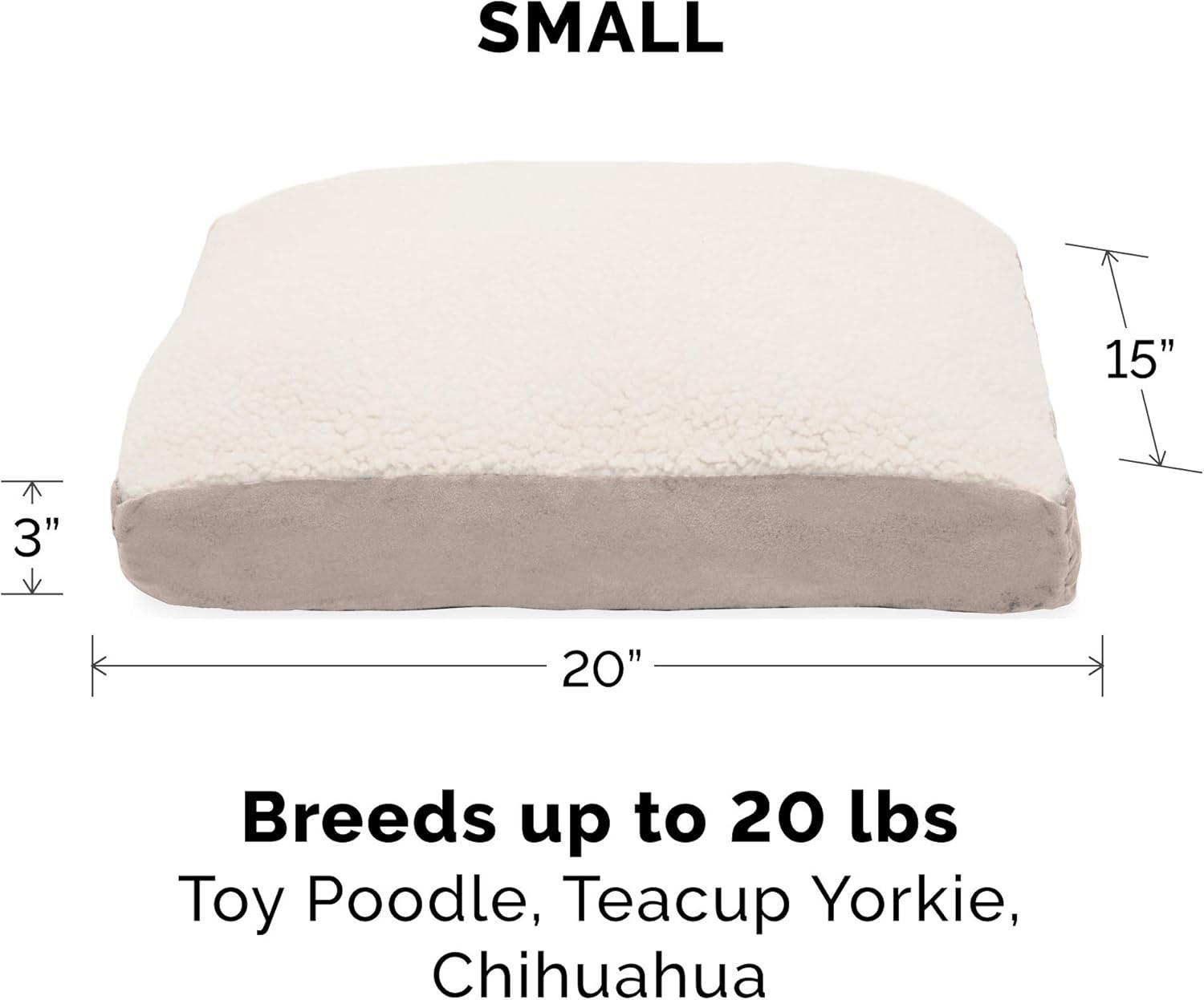 imageFurhaven Pillow Dog Bed for MediumSmall Dogs w Removable Washable Cover Ultra Plush Faux Fur ampamp Suede Mattress Cream MediumSherpa Suede Clay