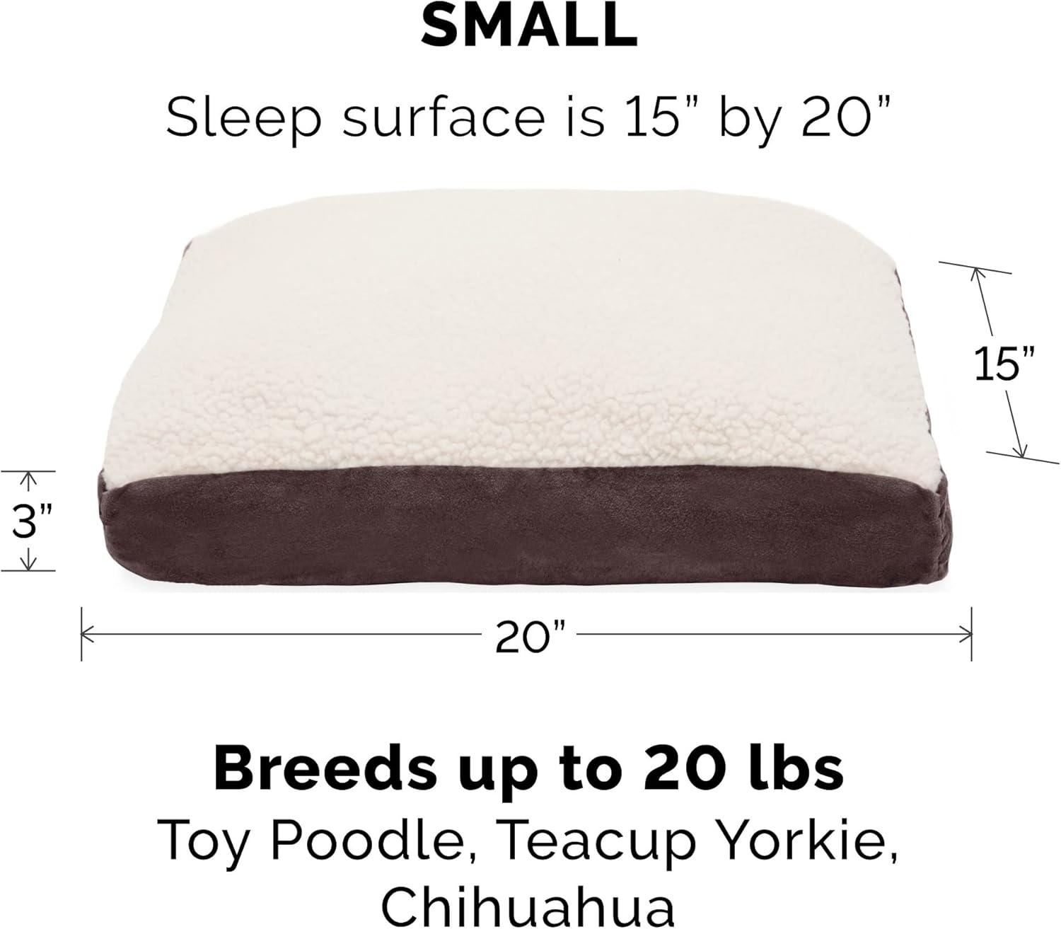 imageFurhaven Pillow Dog Bed for MediumSmall Dogs w Removable Washable Cover Ultra Plush Faux Fur ampamp Suede Mattress Cream MediumSherpa Suede Espresso