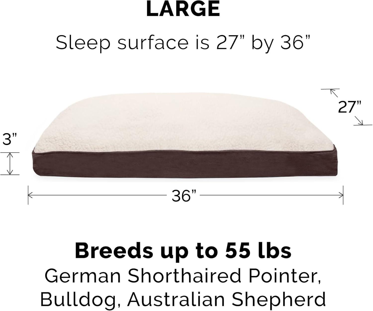imageFurhaven Pillow Dog Bed for MediumSmall Dogs w Removable Washable Cover Ultra Plush Faux Fur ampamp Suede Mattress Cream MediumSherpa Suede Espresso
