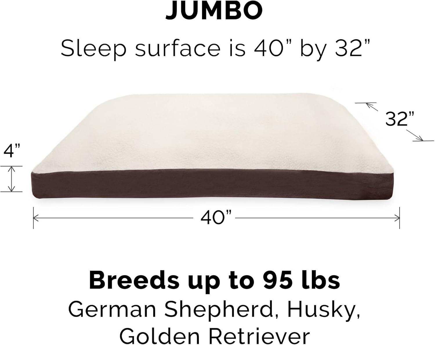 imageFurhaven Pillow Dog Bed for MediumSmall Dogs w Removable Washable Cover Ultra Plush Faux Fur ampamp Suede Mattress Cream MediumSherpa Suede Espresso