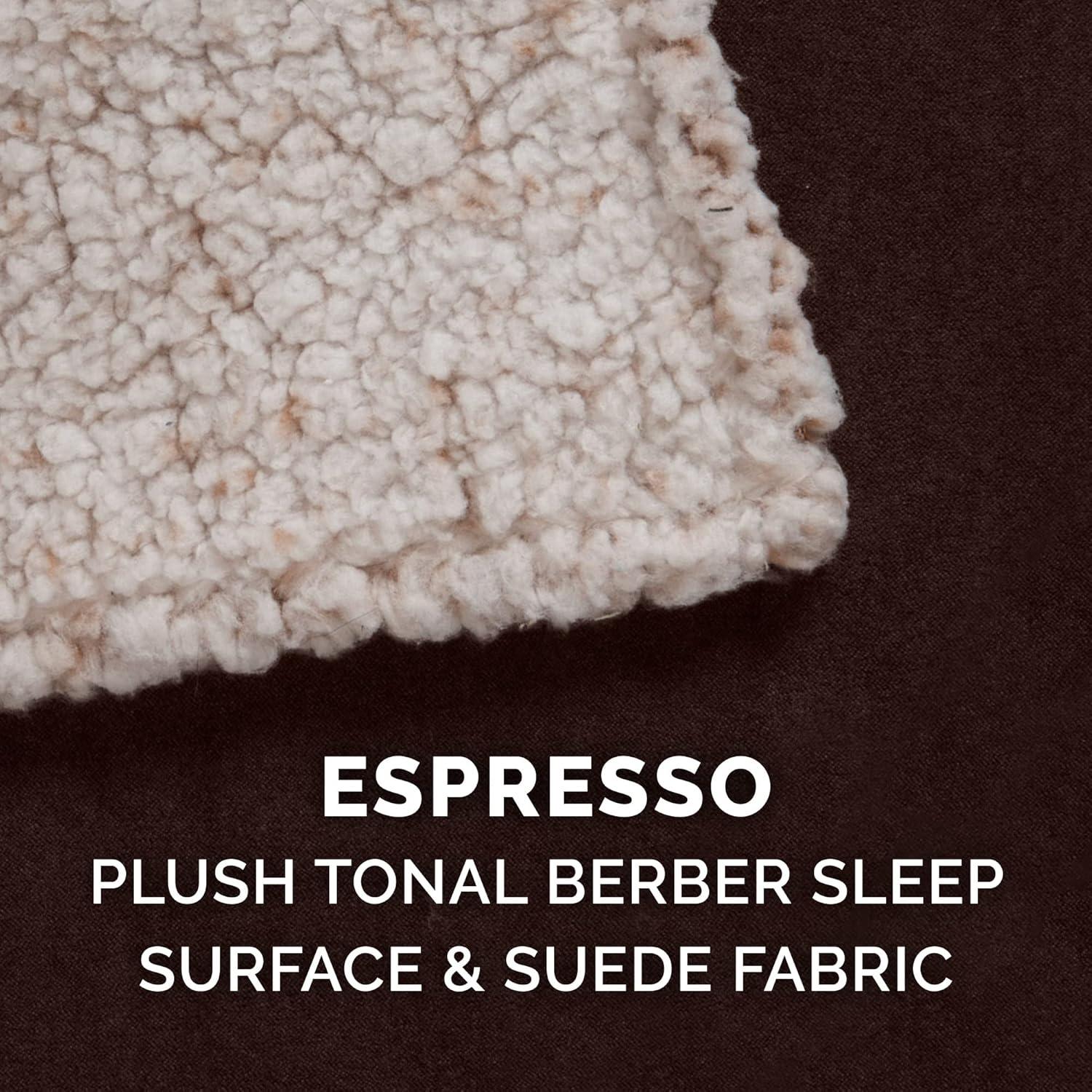 imageFurhaven Replacement Dog Bed Cover Berber ampamp Suede Blanket Top Mattress Machine Washable Espresso LargeBlanket Top Berber Suede Espresso