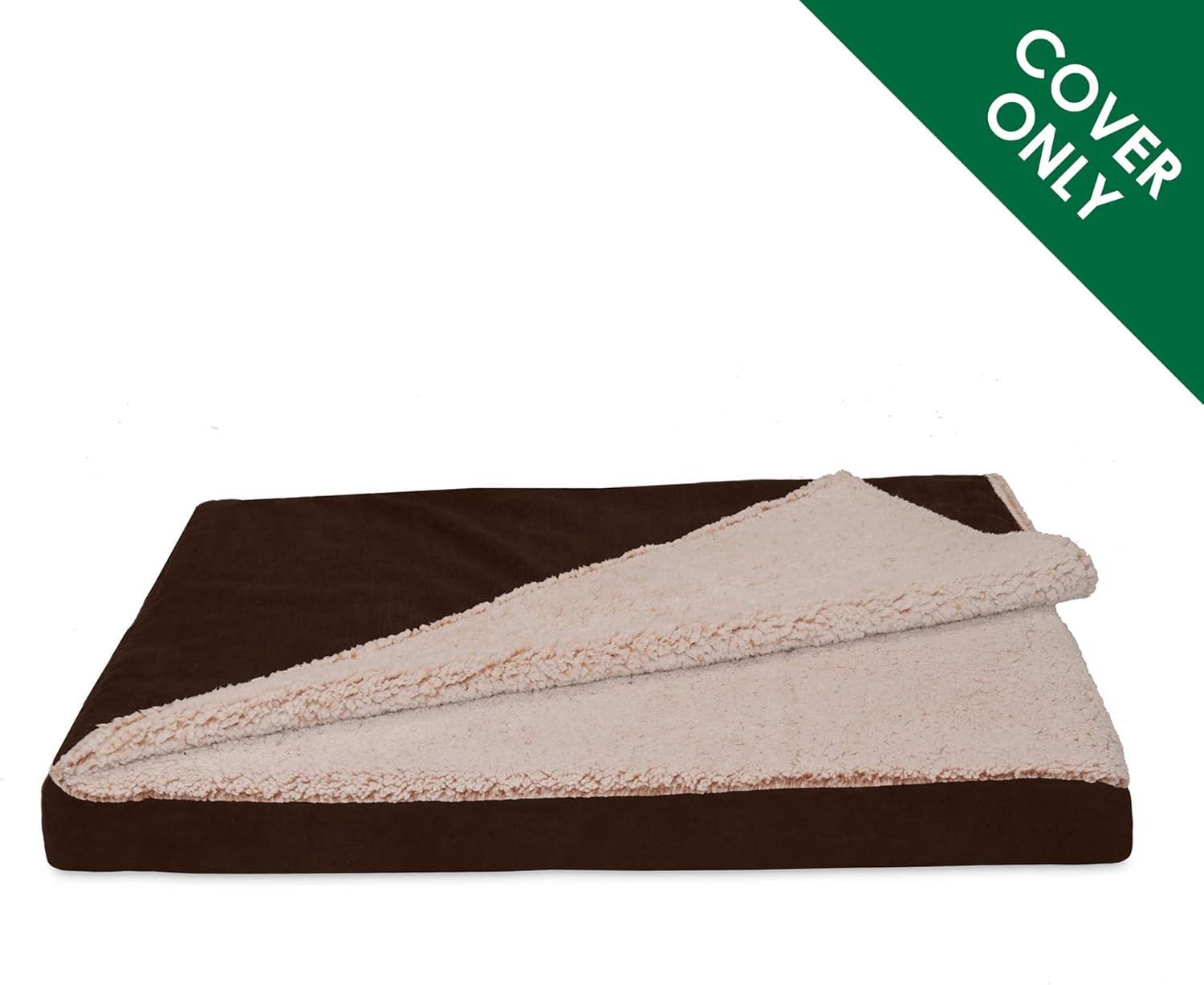 imageFurhaven Replacement Dog Bed Cover Berber ampamp Suede Blanket Top Mattress Machine Washable Espresso LargeBlanket Top Berber Suede Espresso
