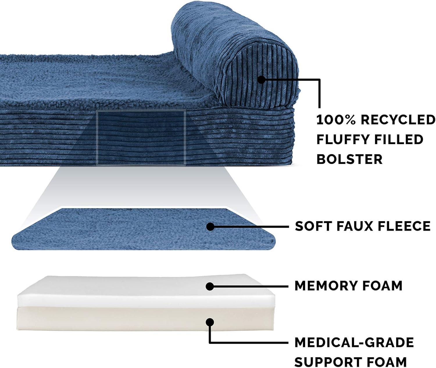 imageFurhaven Replacement Dog Bed Cover Berber ampamp Suede Blanket Top Mattress Machine Washable Espresso LargeChaise Fleece Corduroy Navy Blue