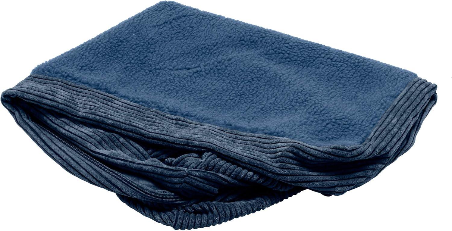 imageFurhaven Replacement Dog Bed Cover Berber ampamp Suede Blanket Top Mattress Machine Washable Espresso LargeChaise Fleece Corduroy Navy Blue