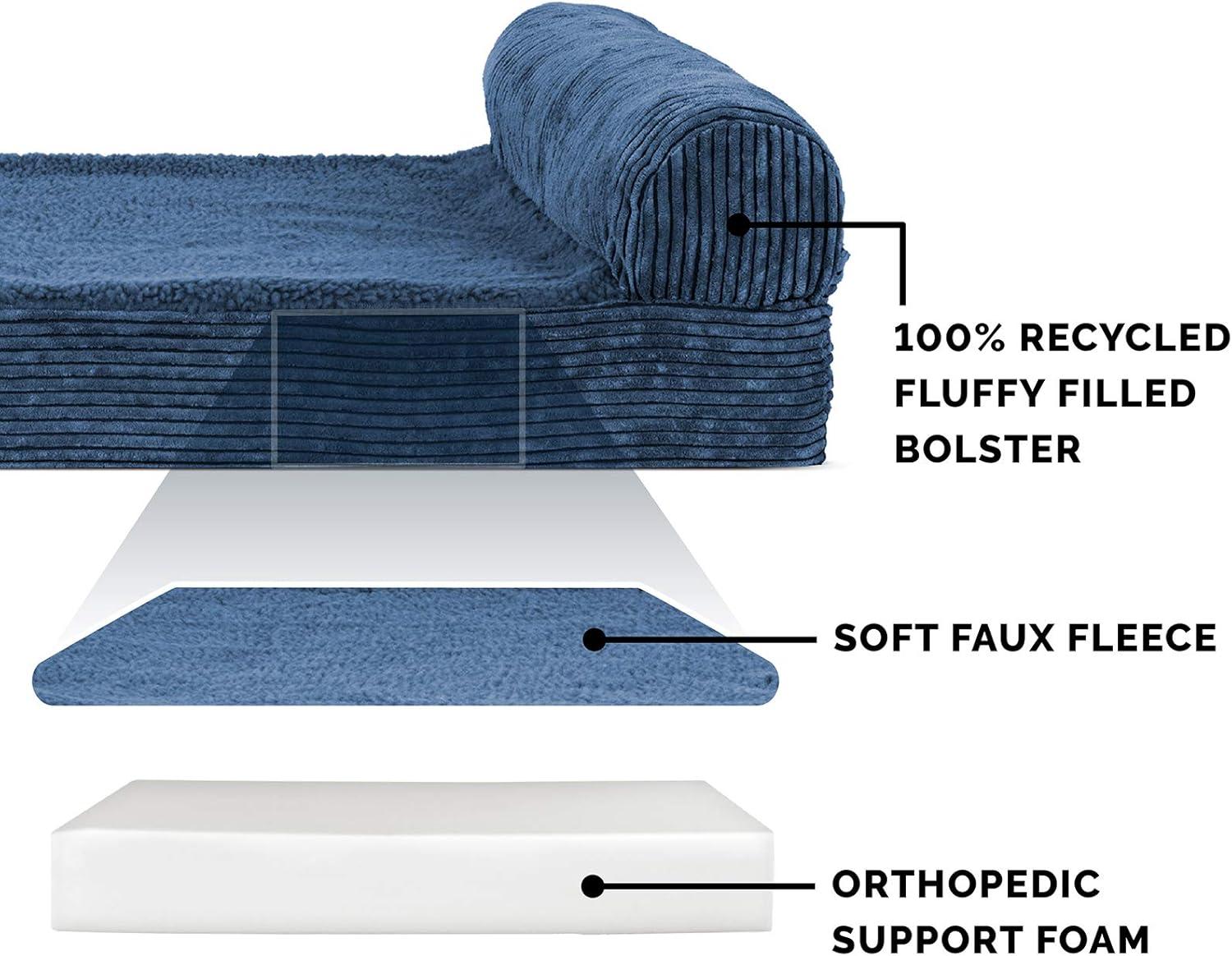 imageFurhaven Replacement Dog Bed Cover Berber ampamp Suede Blanket Top Mattress Machine Washable Espresso LargeChaise Fleece Corduroy Navy Blue