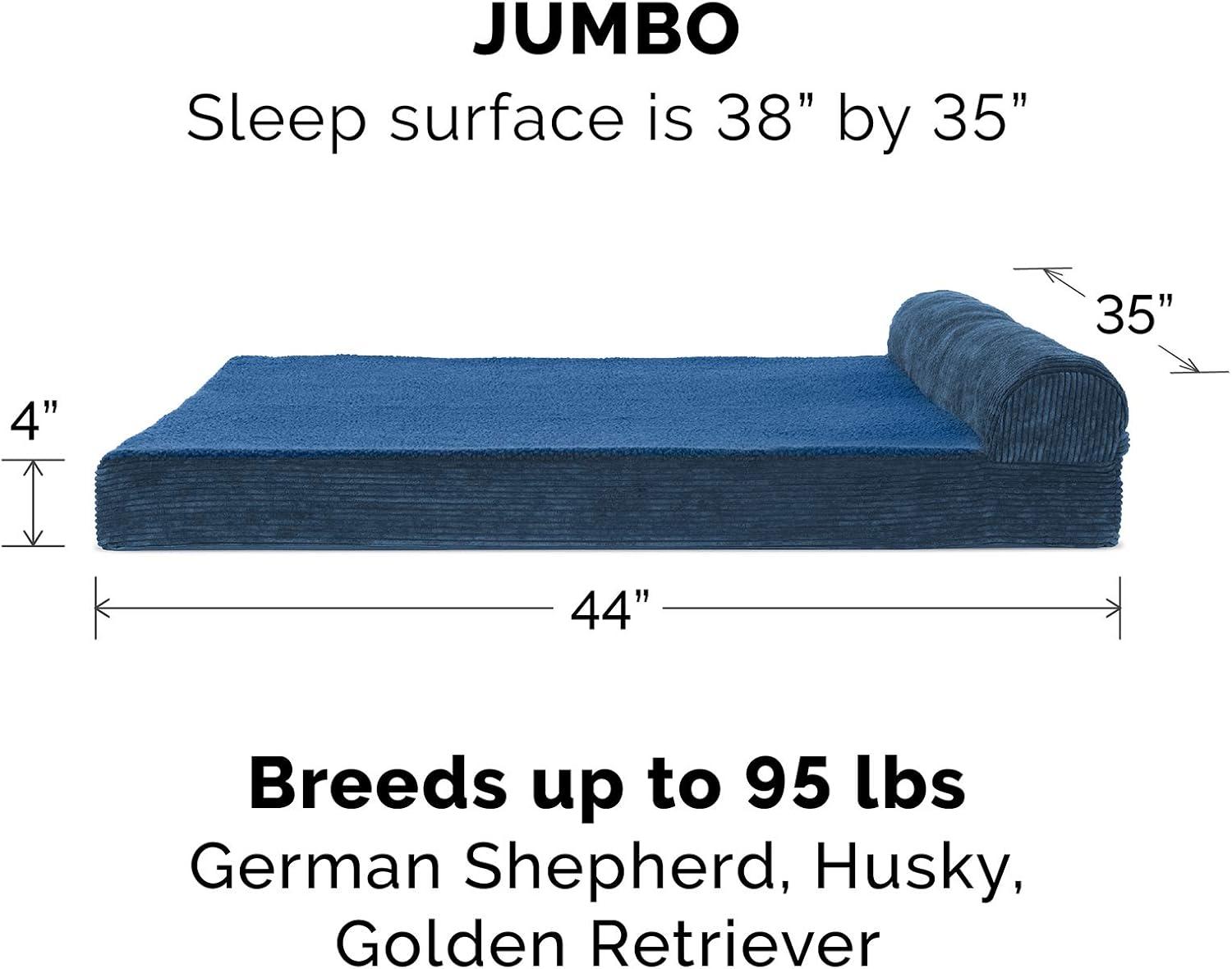 imageFurhaven Replacement Dog Bed Cover Berber ampamp Suede Blanket Top Mattress Machine Washable Espresso LargeChaise Fleece Corduroy Navy Blue