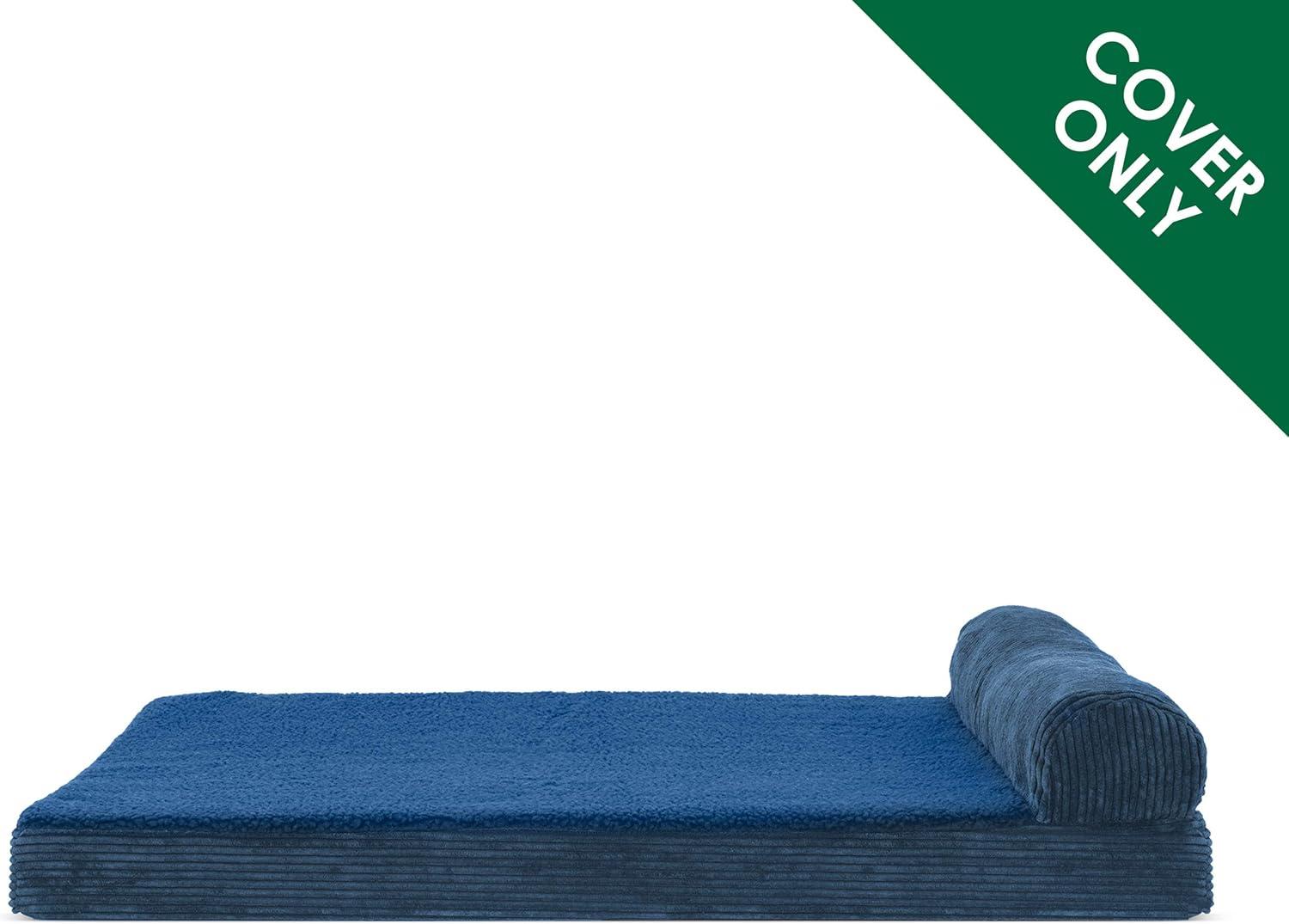 imageFurhaven Replacement Dog Bed Cover Berber ampamp Suede Blanket Top Mattress Machine Washable Espresso LargeChaise Fleece Corduroy Navy Blue