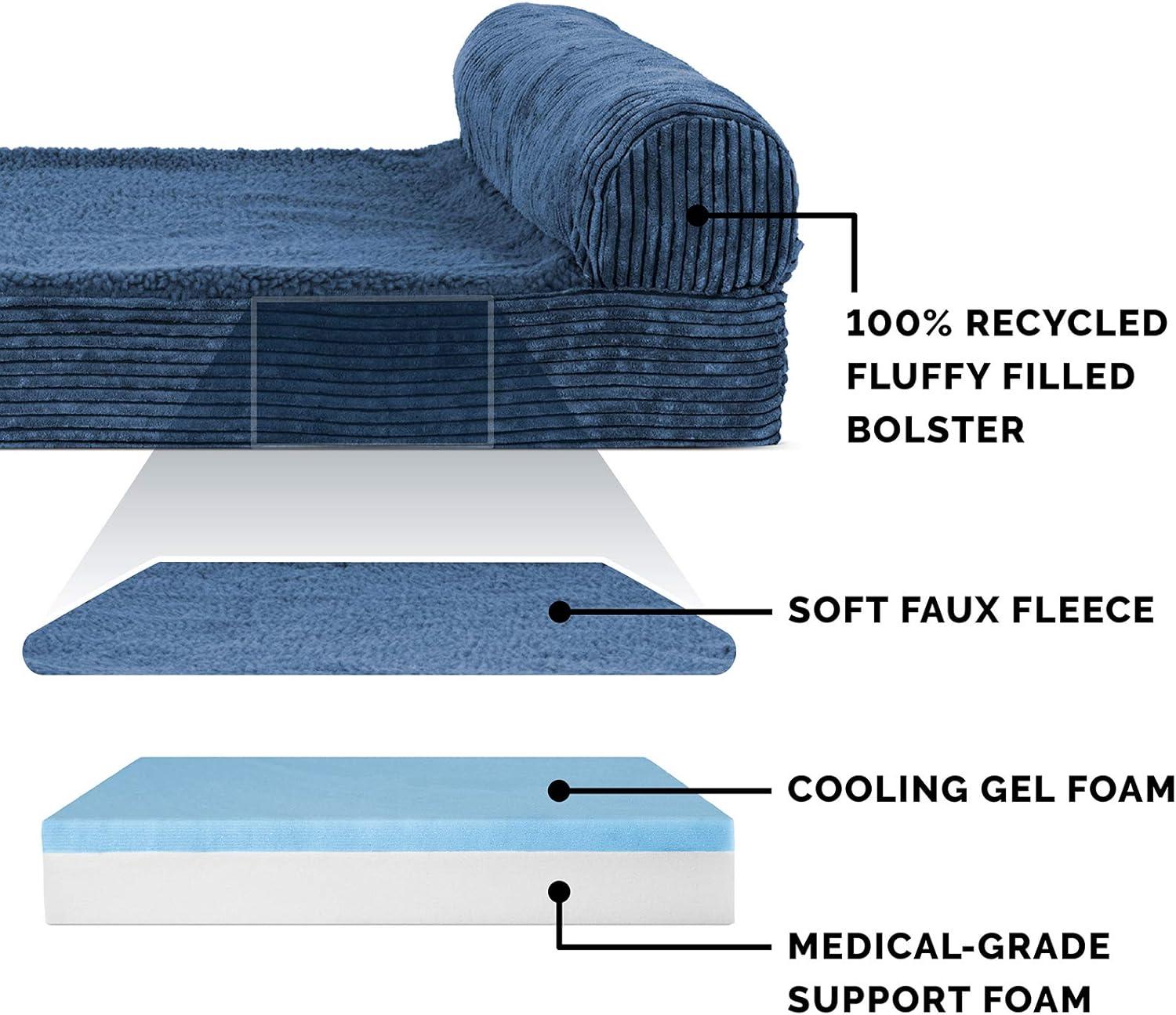 imageFurhaven Replacement Dog Bed Cover Berber ampamp Suede Blanket Top Mattress Machine Washable Espresso LargeChaise Fleece Corduroy Navy Blue