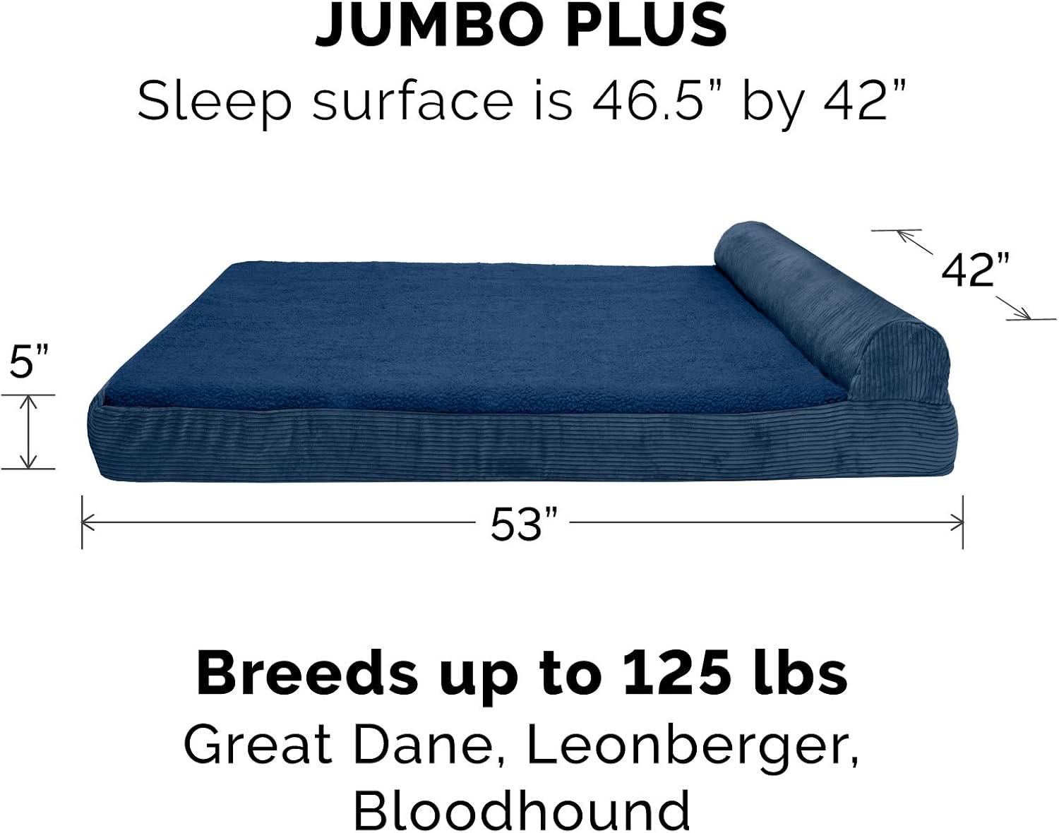 imageFurhaven Replacement Dog Bed Cover Berber ampamp Suede Blanket Top Mattress Machine Washable Espresso LargeChaise Fleece Corduroy Navy Blue