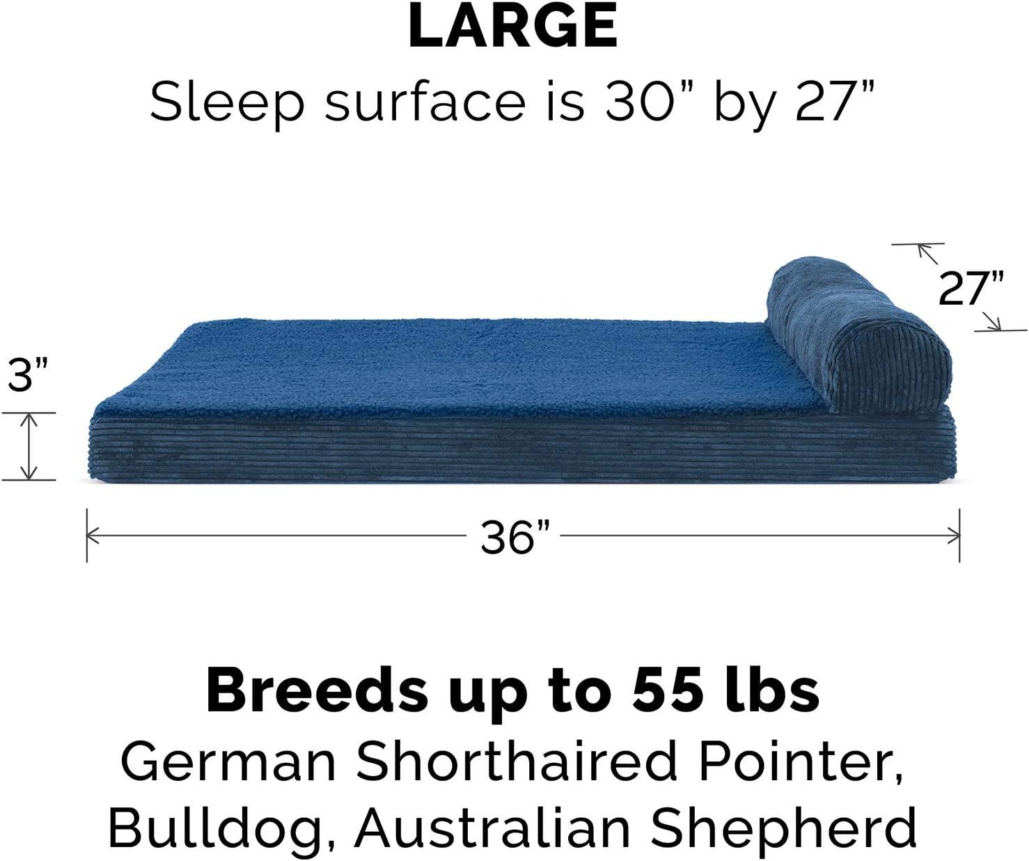 imageFurhaven Replacement Dog Bed Cover Berber ampamp Suede Blanket Top Mattress Machine Washable Espresso LargeChaise Fleece Corduroy Navy Blue