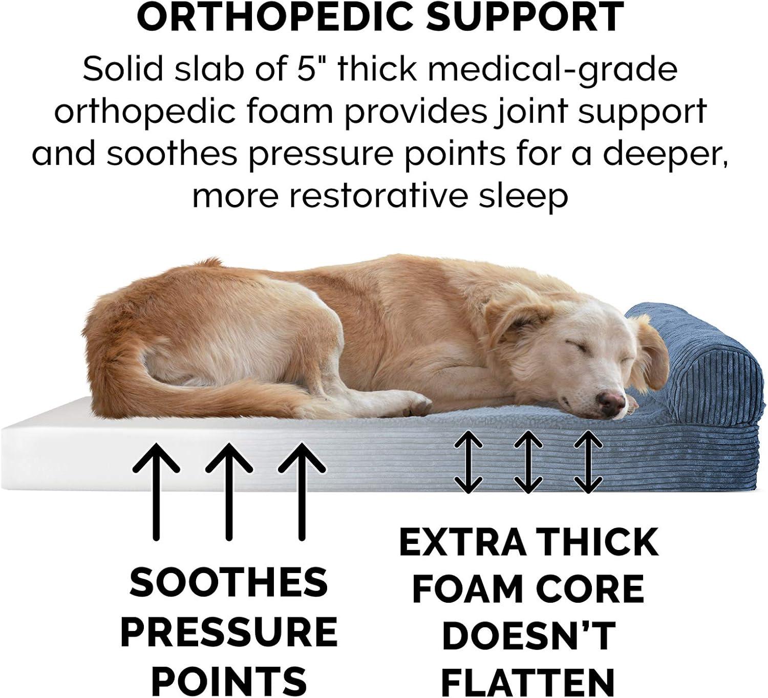 imageFurhaven Replacement Dog Bed Cover Berber ampamp Suede Blanket Top Mattress Machine Washable Espresso LargeChaise Fleece Corduroy Navy Blue