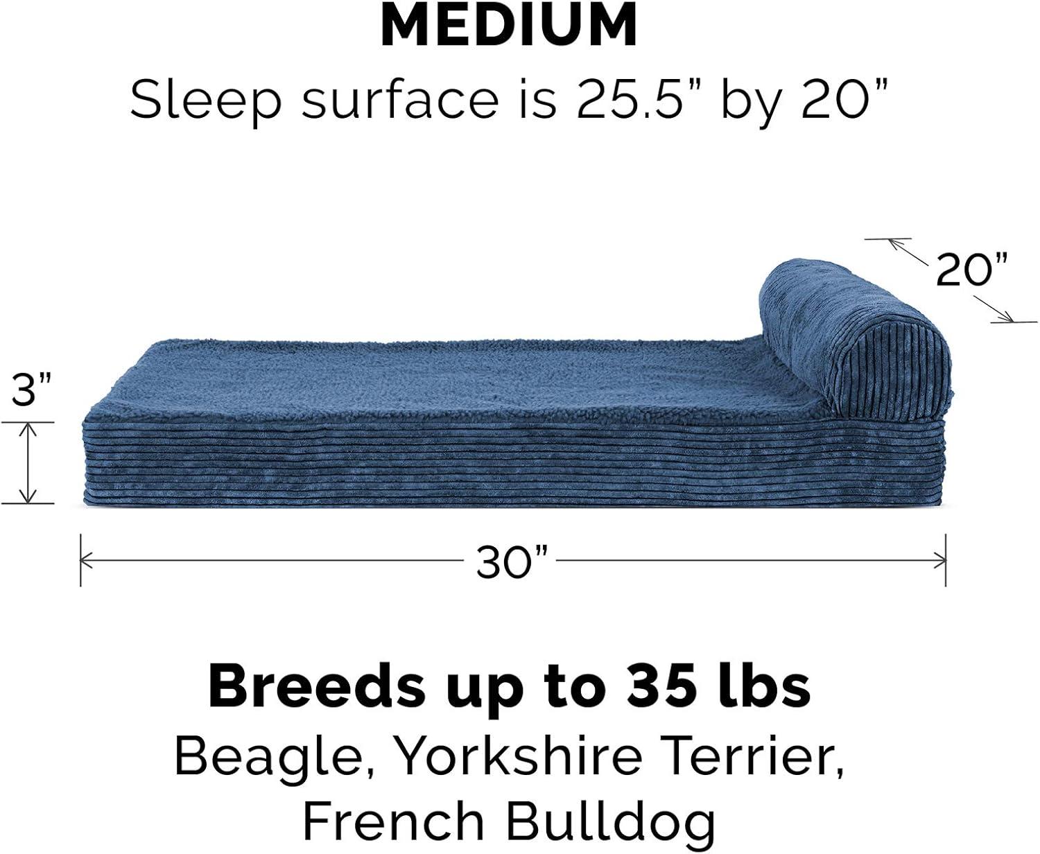imageFurhaven Replacement Dog Bed Cover Berber ampamp Suede Blanket Top Mattress Machine Washable Espresso LargeChaise Fleece Corduroy Navy Blue