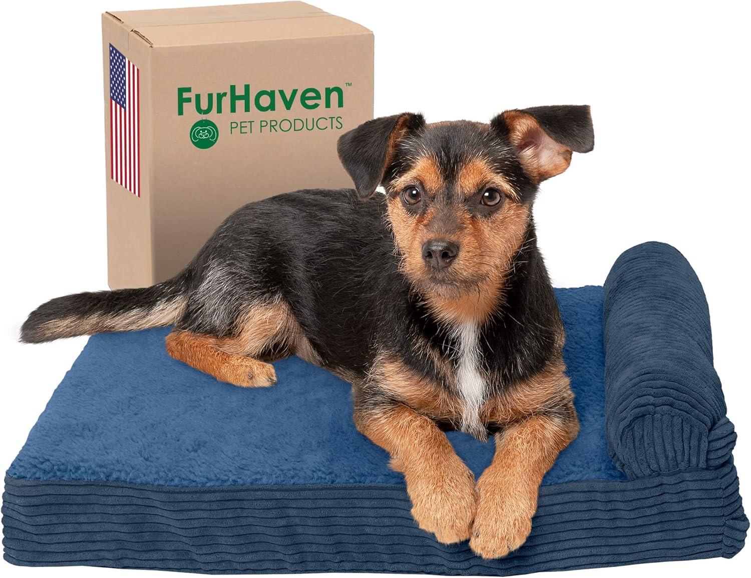 imageFurhaven Replacement Dog Bed Cover Berber ampamp Suede Blanket Top Mattress Machine Washable Espresso LargeChaise Fleece Corduroy Navy Blue
