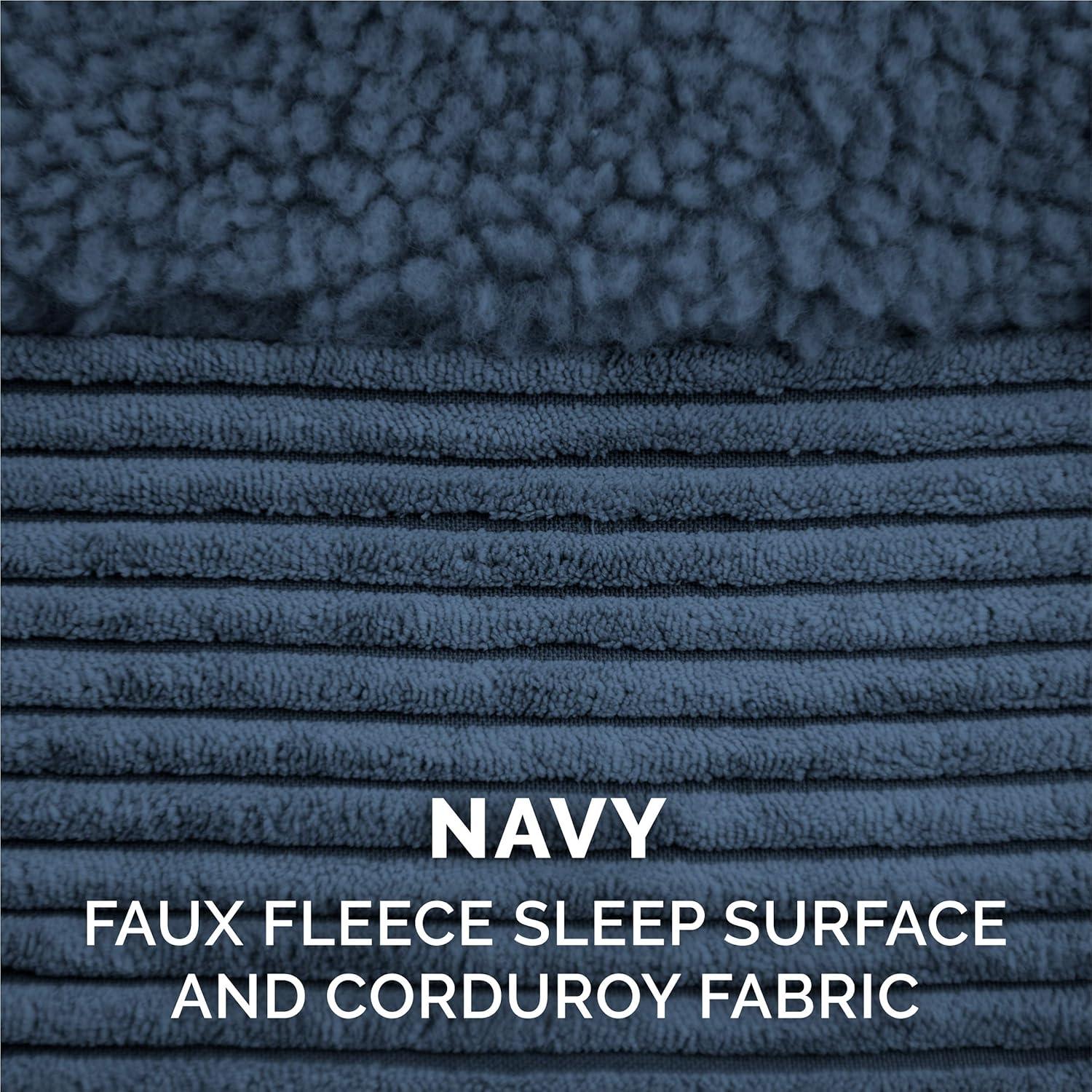 imageFurhaven Replacement Dog Bed Cover Berber ampamp Suede Blanket Top Mattress Machine Washable Espresso LargeChaise Fleece Corduroy Navy Blue