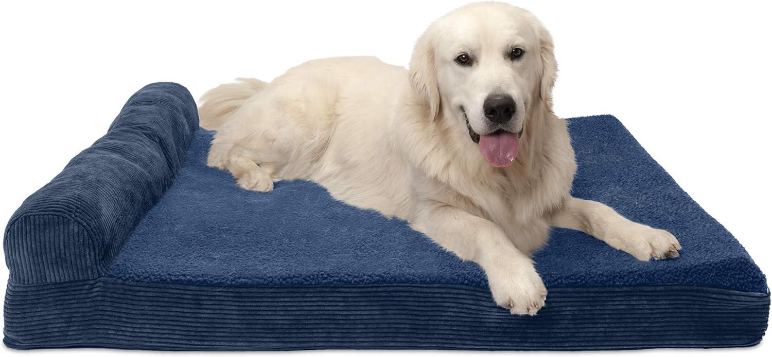 imageFurhaven Replacement Dog Bed Cover Berber ampamp Suede Blanket Top Mattress Machine Washable Espresso LargeChaise Fleece Corduroy Navy Blue