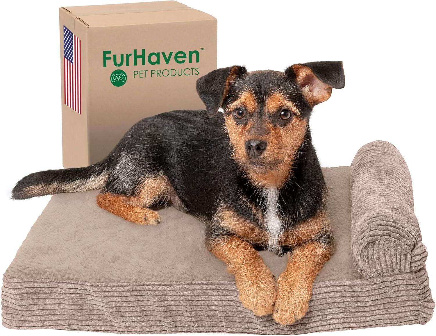 imageFurhaven Replacement Dog Bed Cover Berber ampamp Suede Blanket Top Mattress Machine Washable Espresso LargeChaise Fleece Corduroy Sandstone