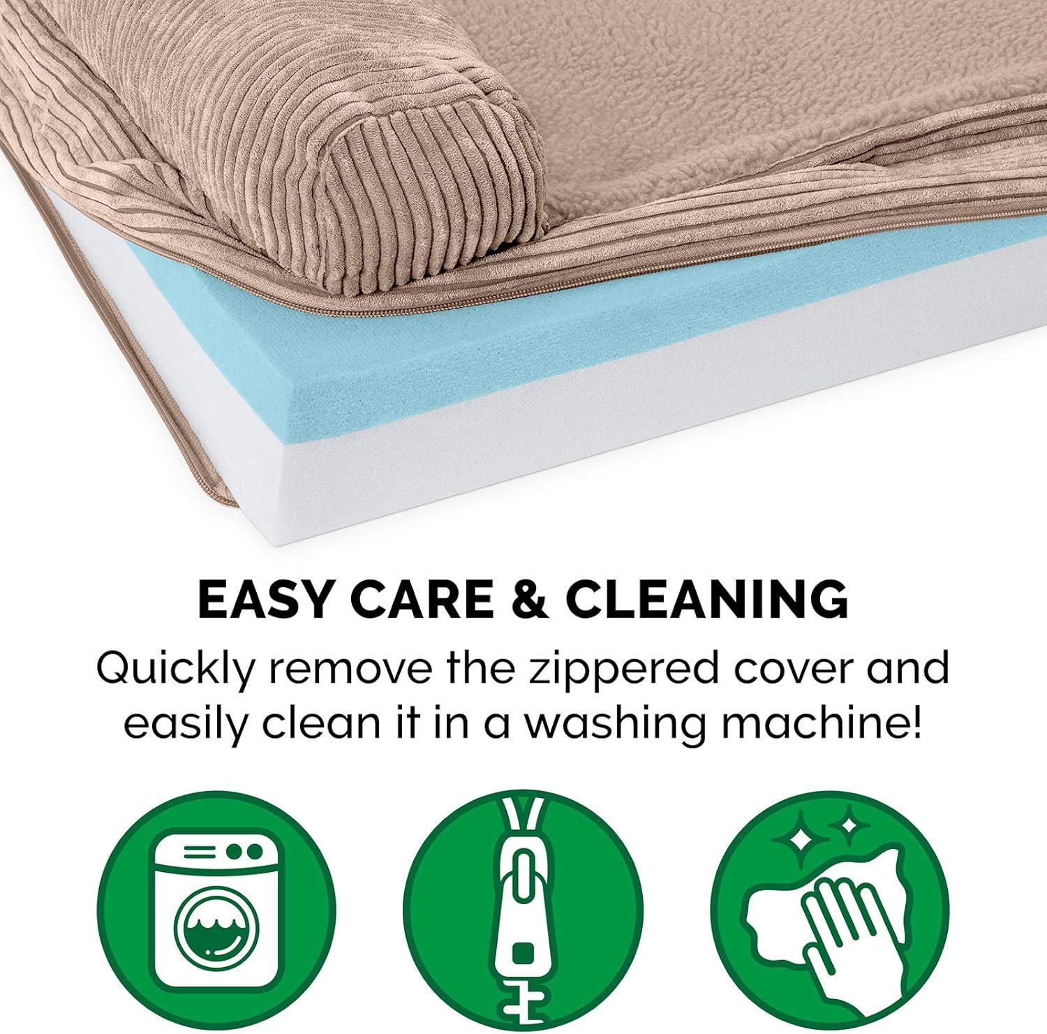 imageFurhaven Replacement Dog Bed Cover Berber ampamp Suede Blanket Top Mattress Machine Washable Espresso LargeChaise Fleece Corduroy Sandstone