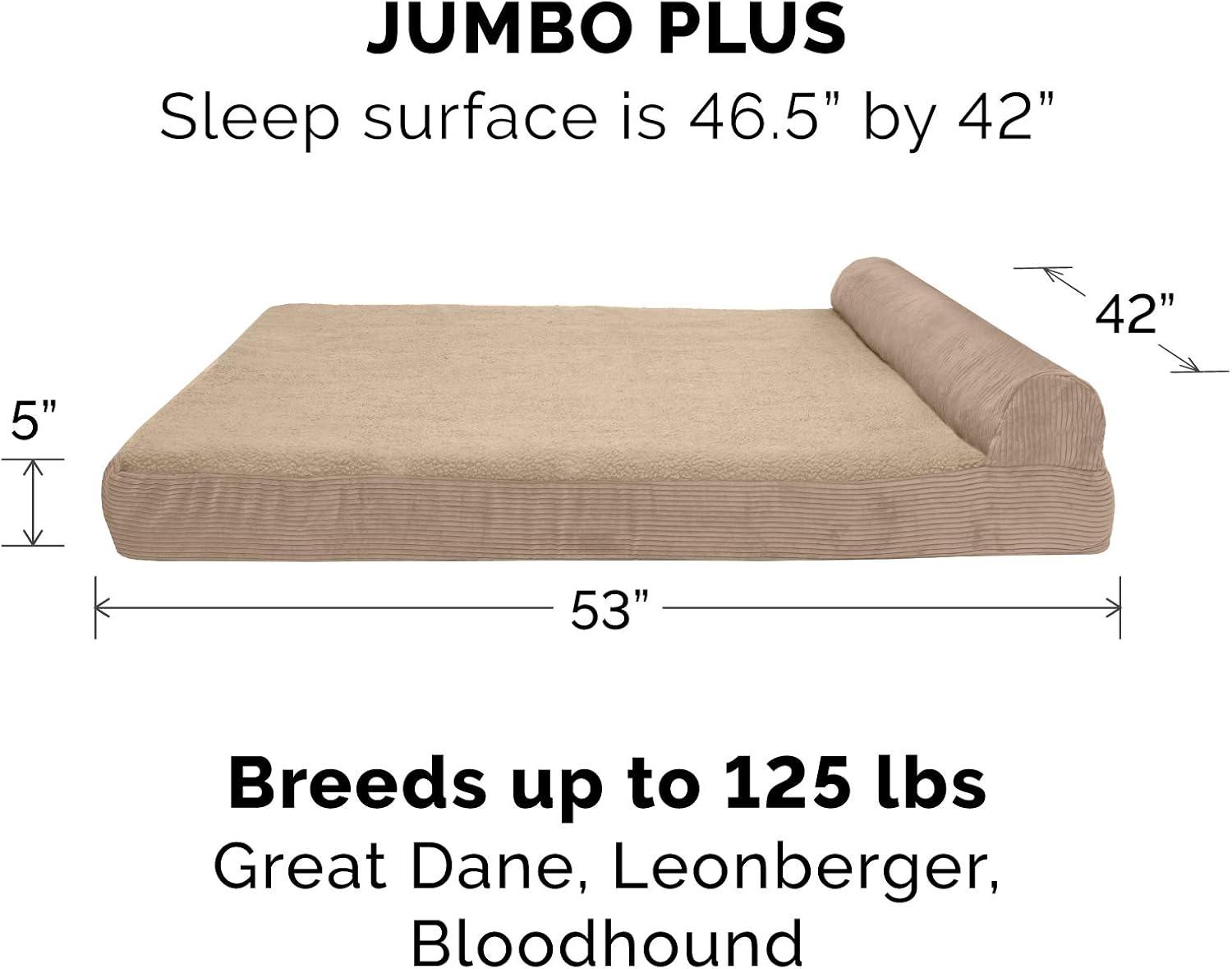 imageFurhaven Replacement Dog Bed Cover Berber ampamp Suede Blanket Top Mattress Machine Washable Espresso LargeChaise Fleece Corduroy Sandstone