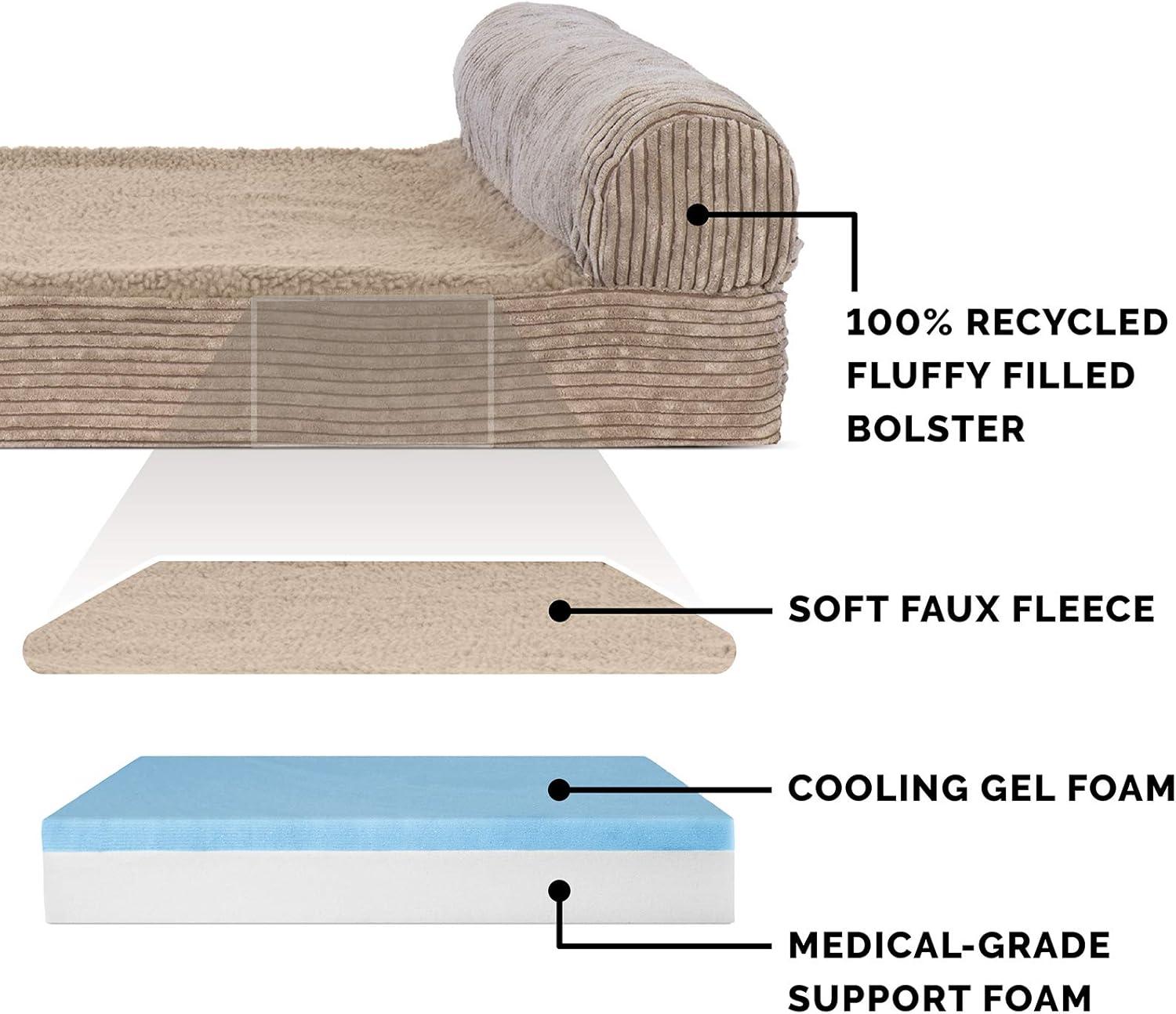 imageFurhaven Replacement Dog Bed Cover Berber ampamp Suede Blanket Top Mattress Machine Washable Espresso LargeChaise Fleece Corduroy Sandstone