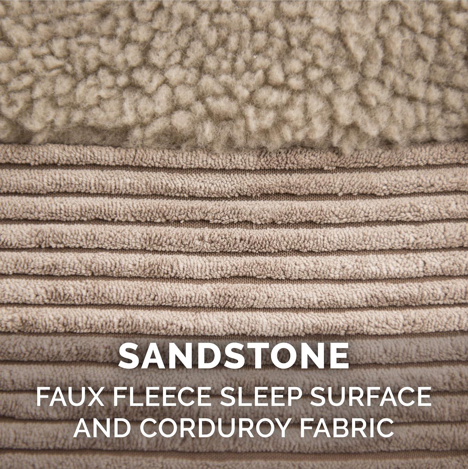 imageFurhaven Replacement Dog Bed Cover Berber ampamp Suede Blanket Top Mattress Machine Washable Espresso LargeChaise Fleece Corduroy Sandstone
