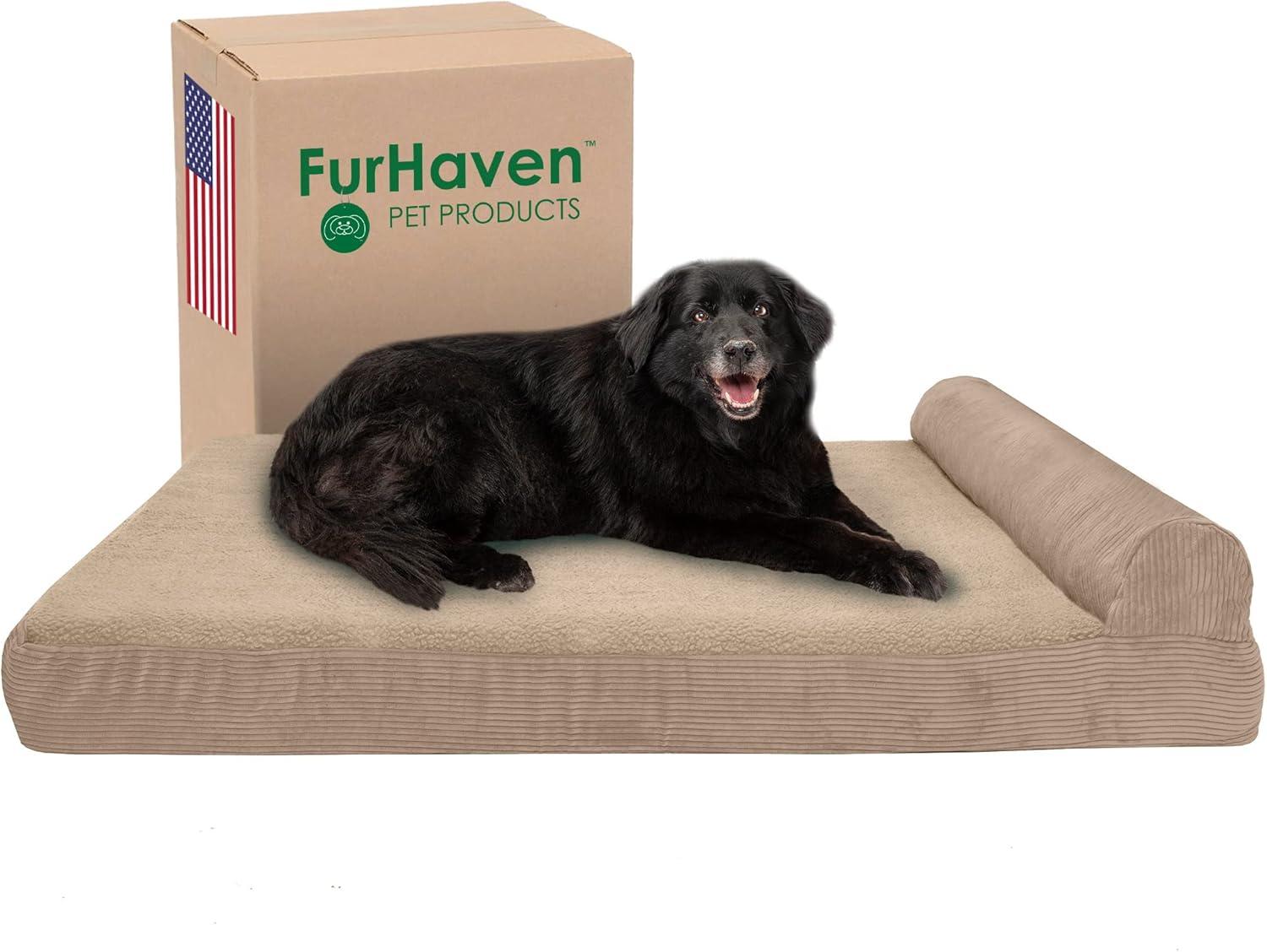 imageFurhaven Replacement Dog Bed Cover Berber ampamp Suede Blanket Top Mattress Machine Washable Espresso LargeChaise Fleece Corduroy Sandstone