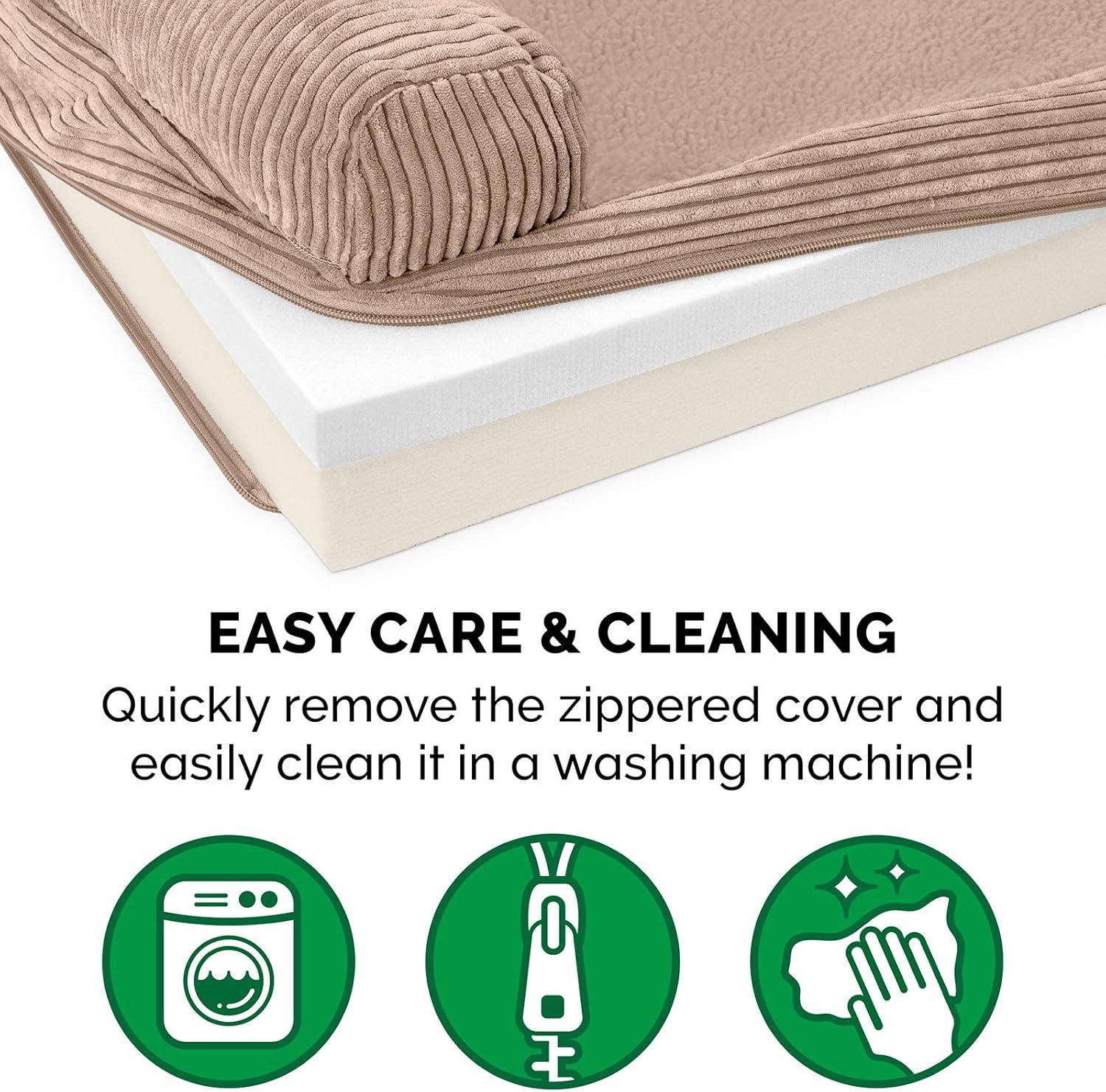 imageFurhaven Replacement Dog Bed Cover Berber ampamp Suede Blanket Top Mattress Machine Washable Espresso LargeChaise Fleece Corduroy Sandstone