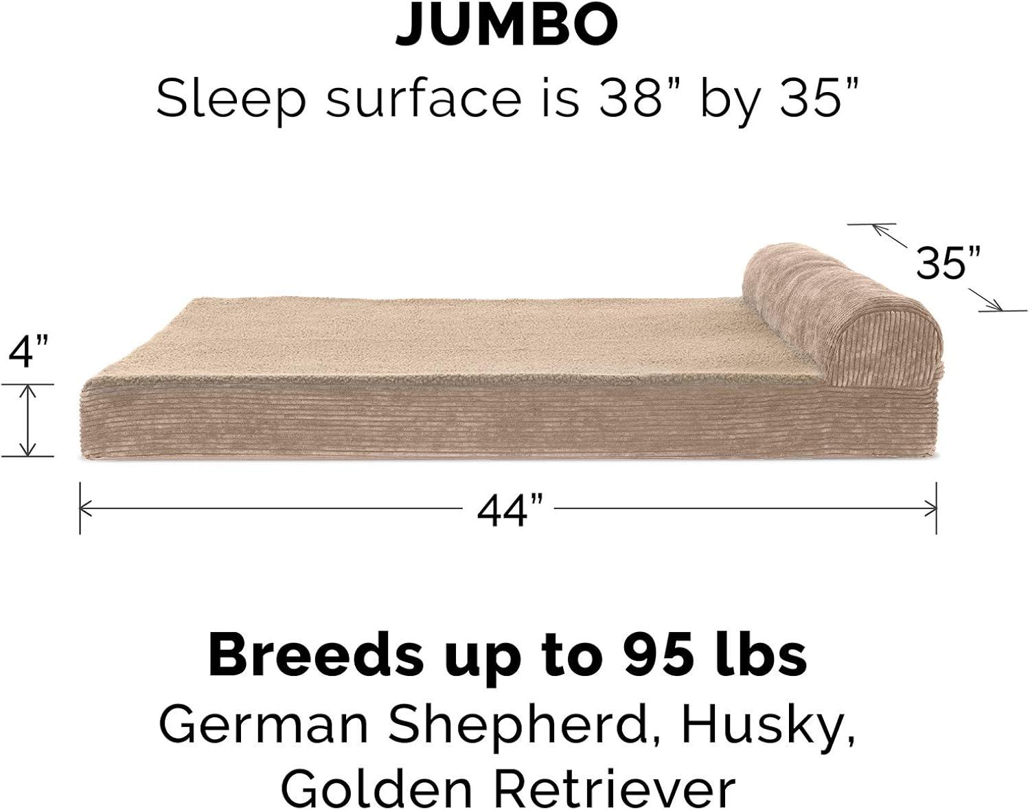 imageFurhaven Replacement Dog Bed Cover Berber ampamp Suede Blanket Top Mattress Machine Washable Espresso LargeChaise Fleece Corduroy Sandstone